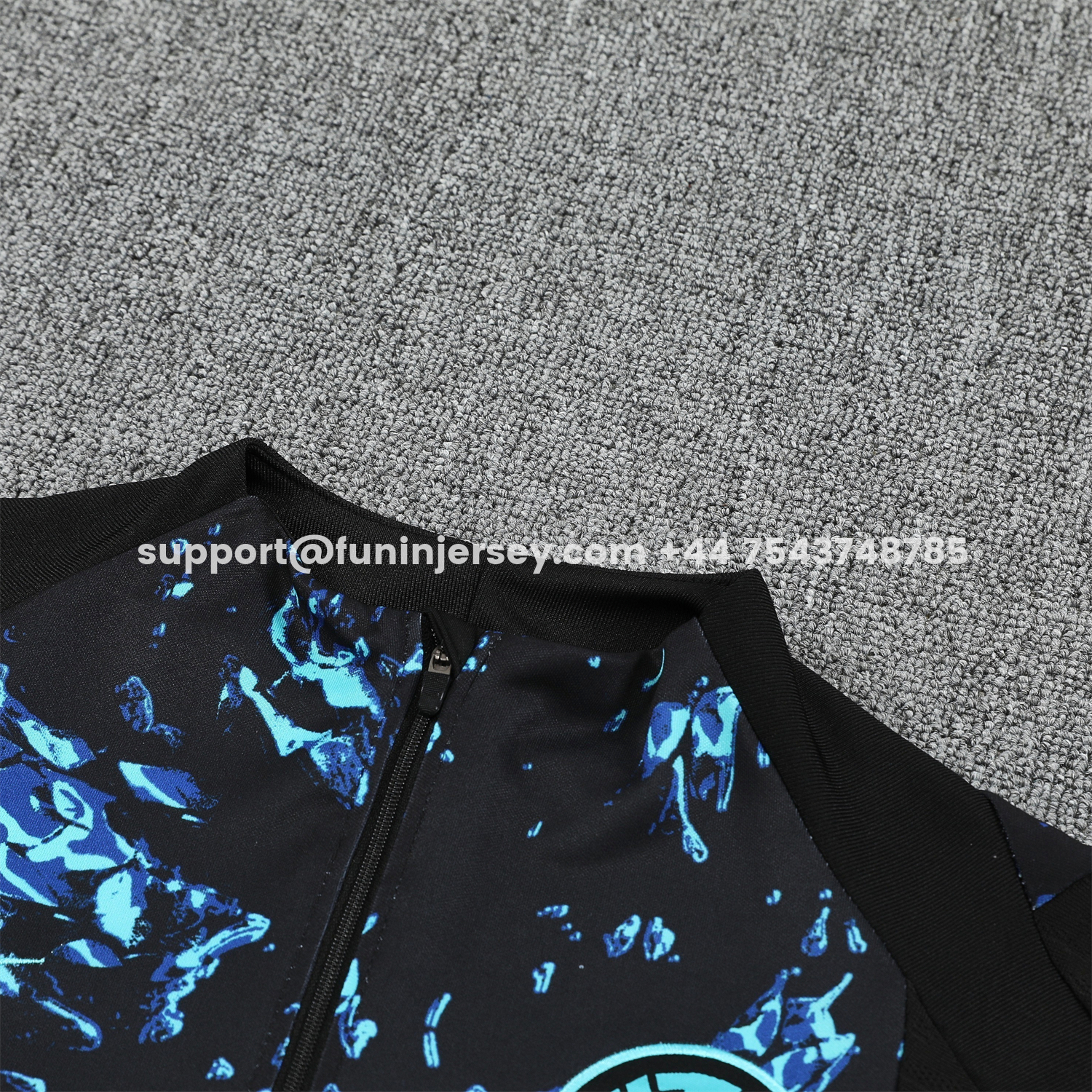 Funinjersey-Inter Milan 25-26 Long Sleeve Training Set - Blue Dragon Scales Top & Black Pants