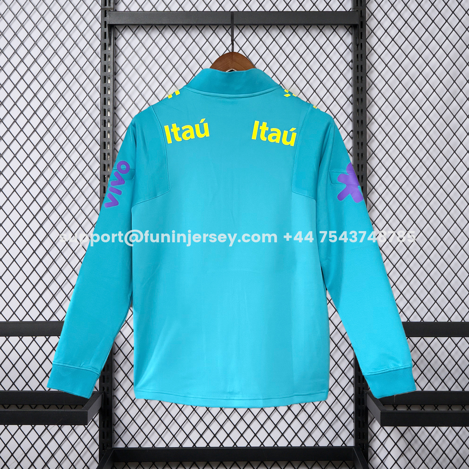 Funinjersey-Retro Brazil 2022 Pre-Match Cyan Unsponsored Windbreaker