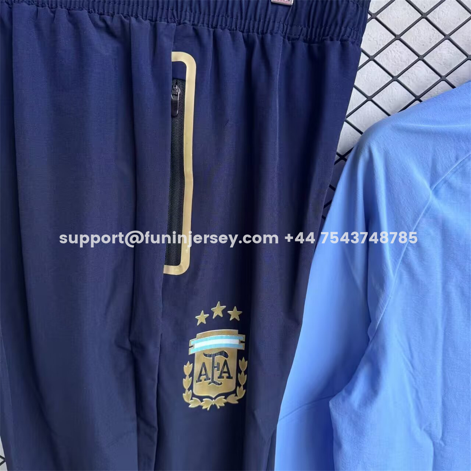 Funinjersey-Argentina 2026 Windbreaker Training Set - Blue Top and Black Pants