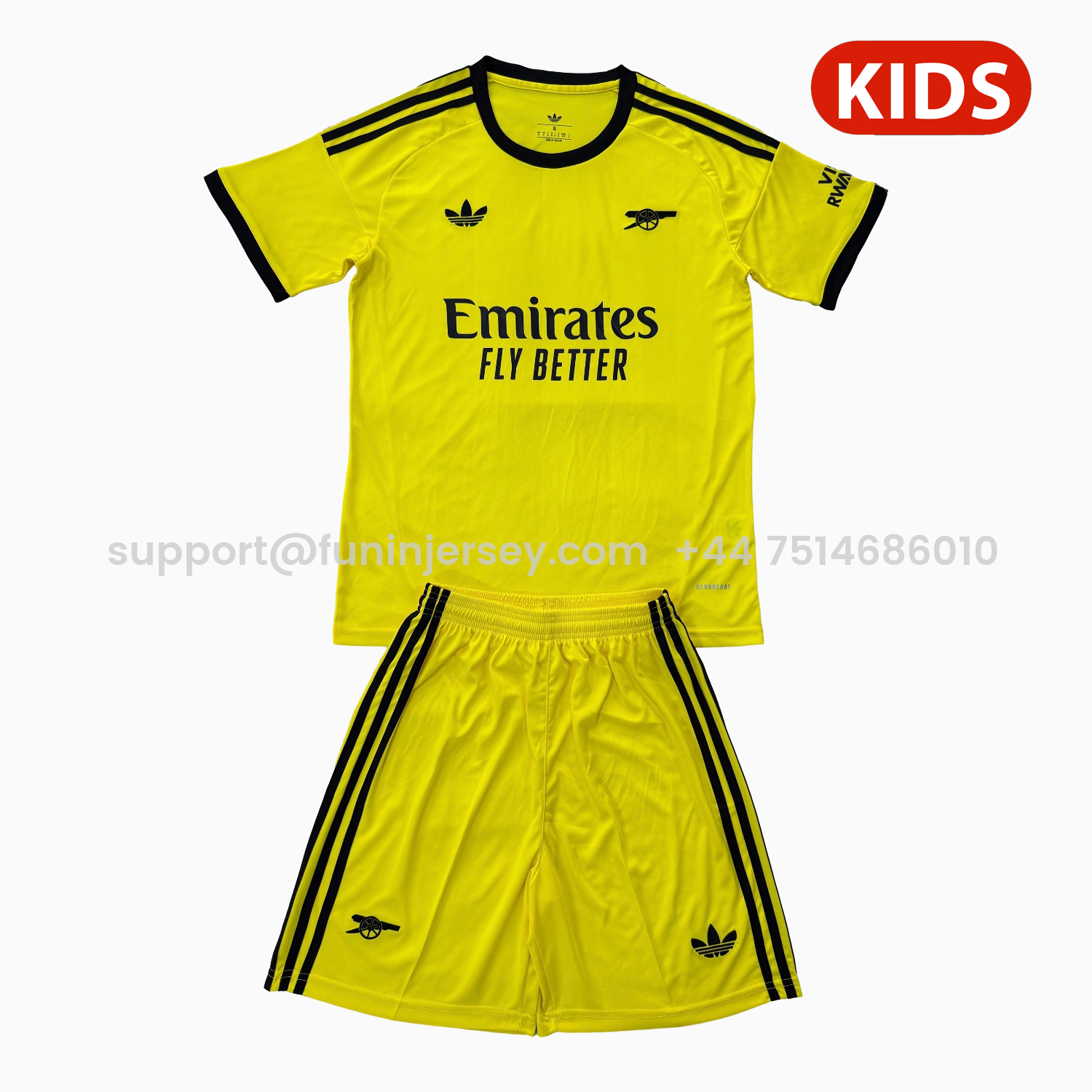 Funinjersey-Arsenal 25-26 Yellow Goalkeeper Kids Kit