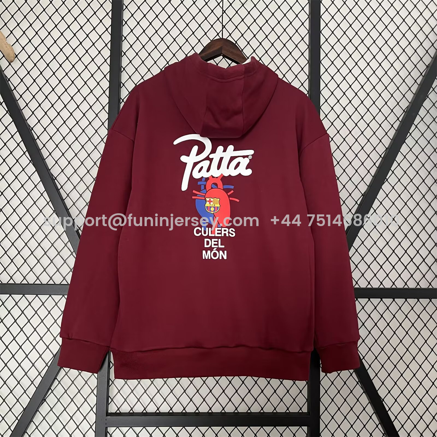 Funinjersey-Barcelona x Patta 25-26 Red Unisex Pullover Hoodie