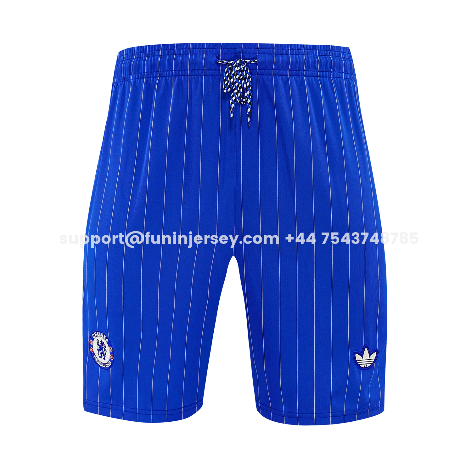 Funinjersey-C.H.E.L.S.E.A 25-26 Retro Style Vest Training Set - White Top & Blue Stripes Pants