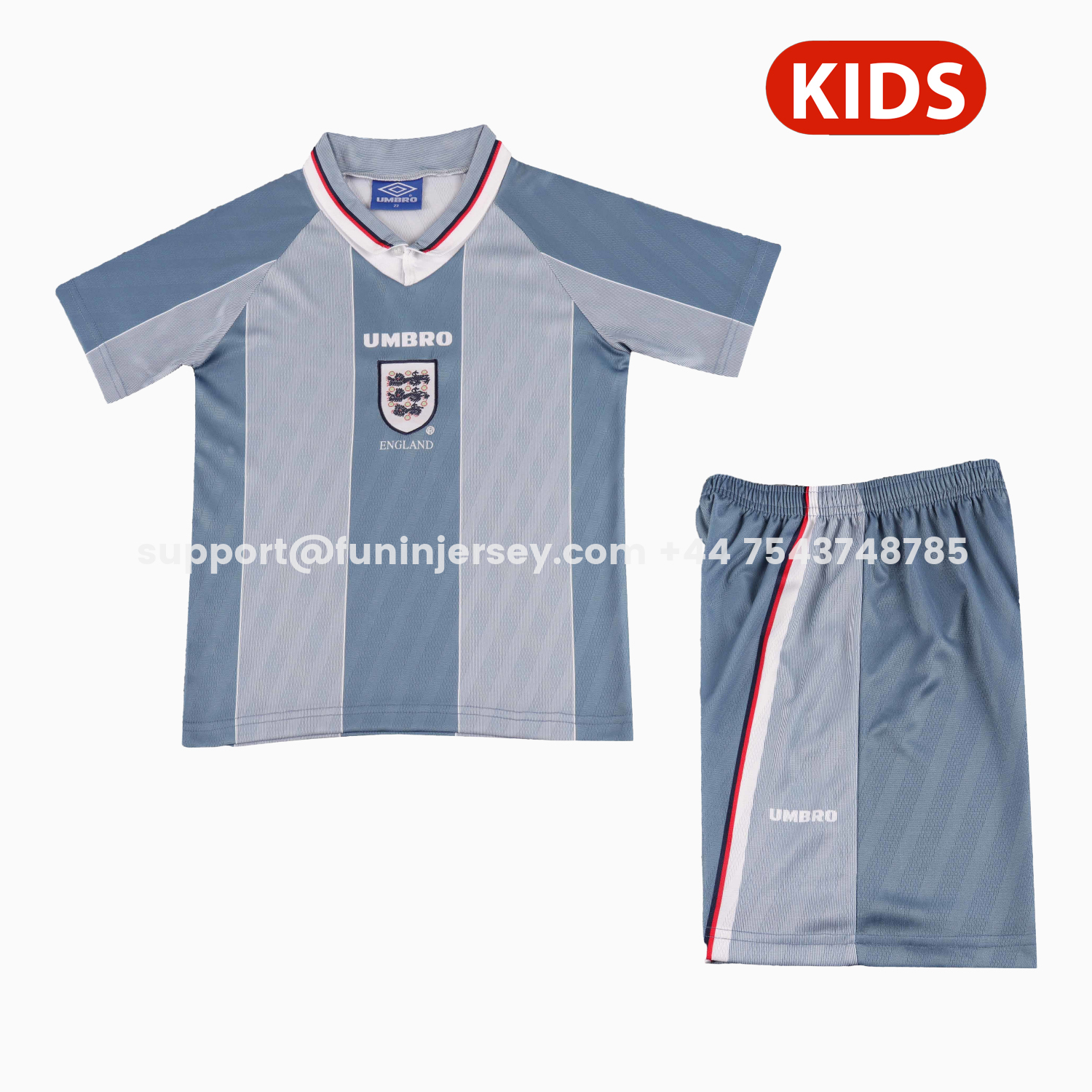 Funinjersey-Retro England 1996 Away Kids Kit
