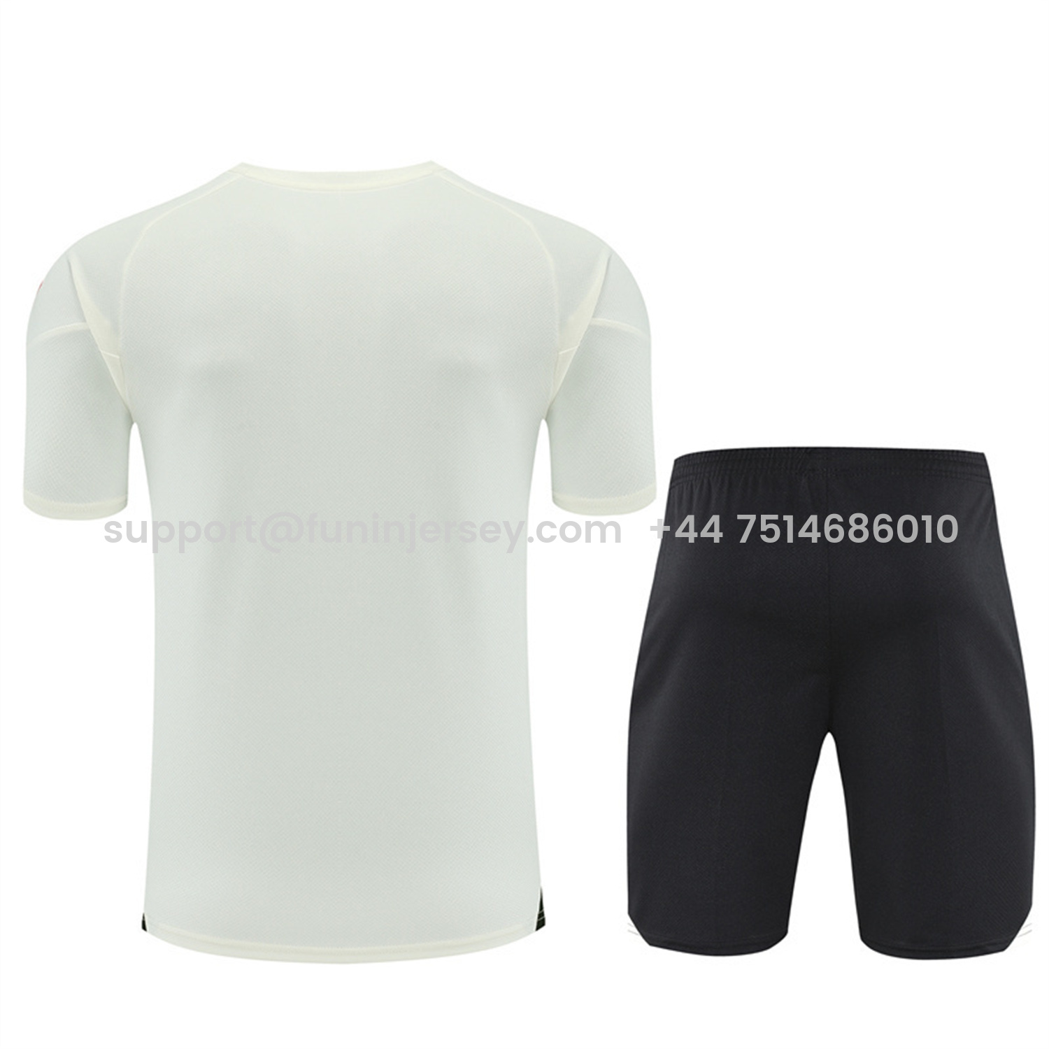 Funinjersey-Liver.pool 25-26 Short-Sleeve Training Set Off White Top & Black Shorts