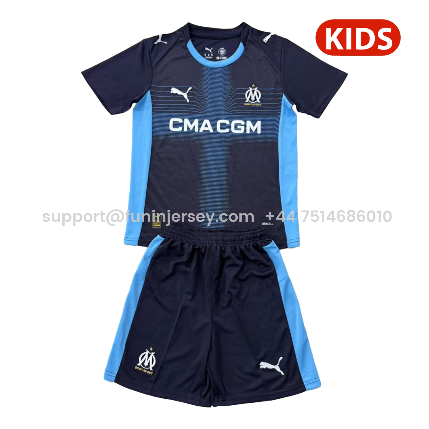 Funinjersey-Marseille 25-26 Away Kids Kit