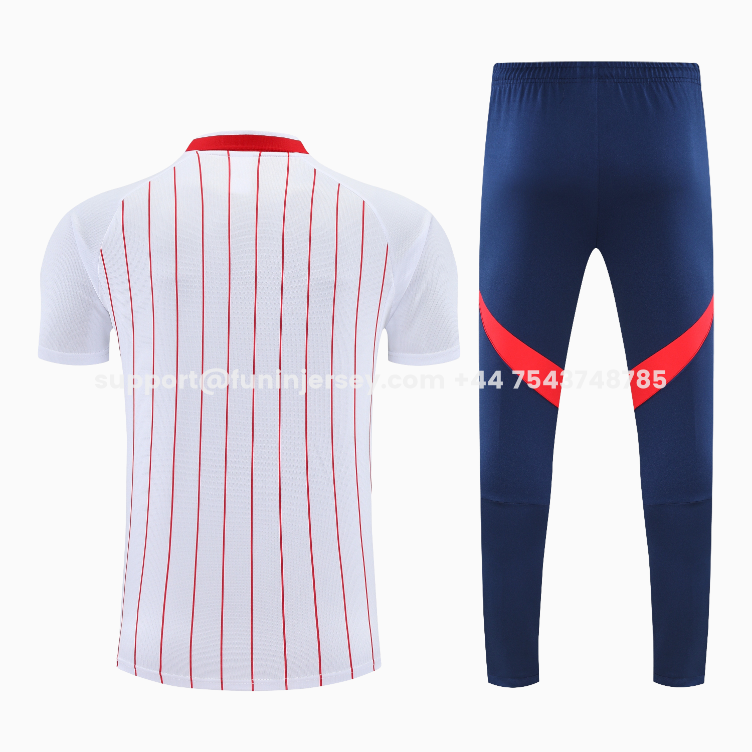 Funinjersey-Arsenal 25-26 POLO Short-Sleeve Training Set - White Top and Deep Blue Pants