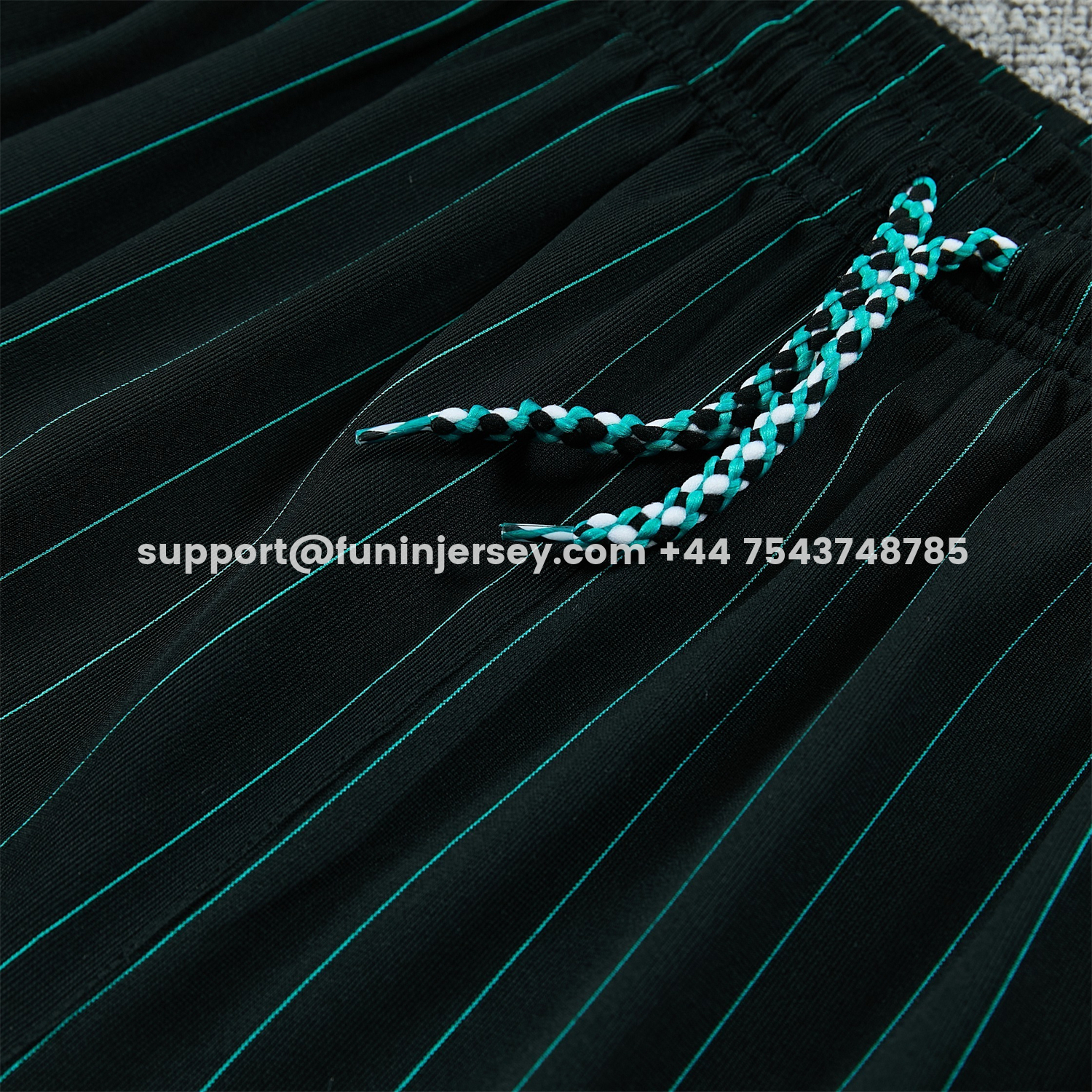 Funinjersey-Liver.pool 25-26 Retro Style Vest Training Set - Black With Turquoise Stripes Top & Pants