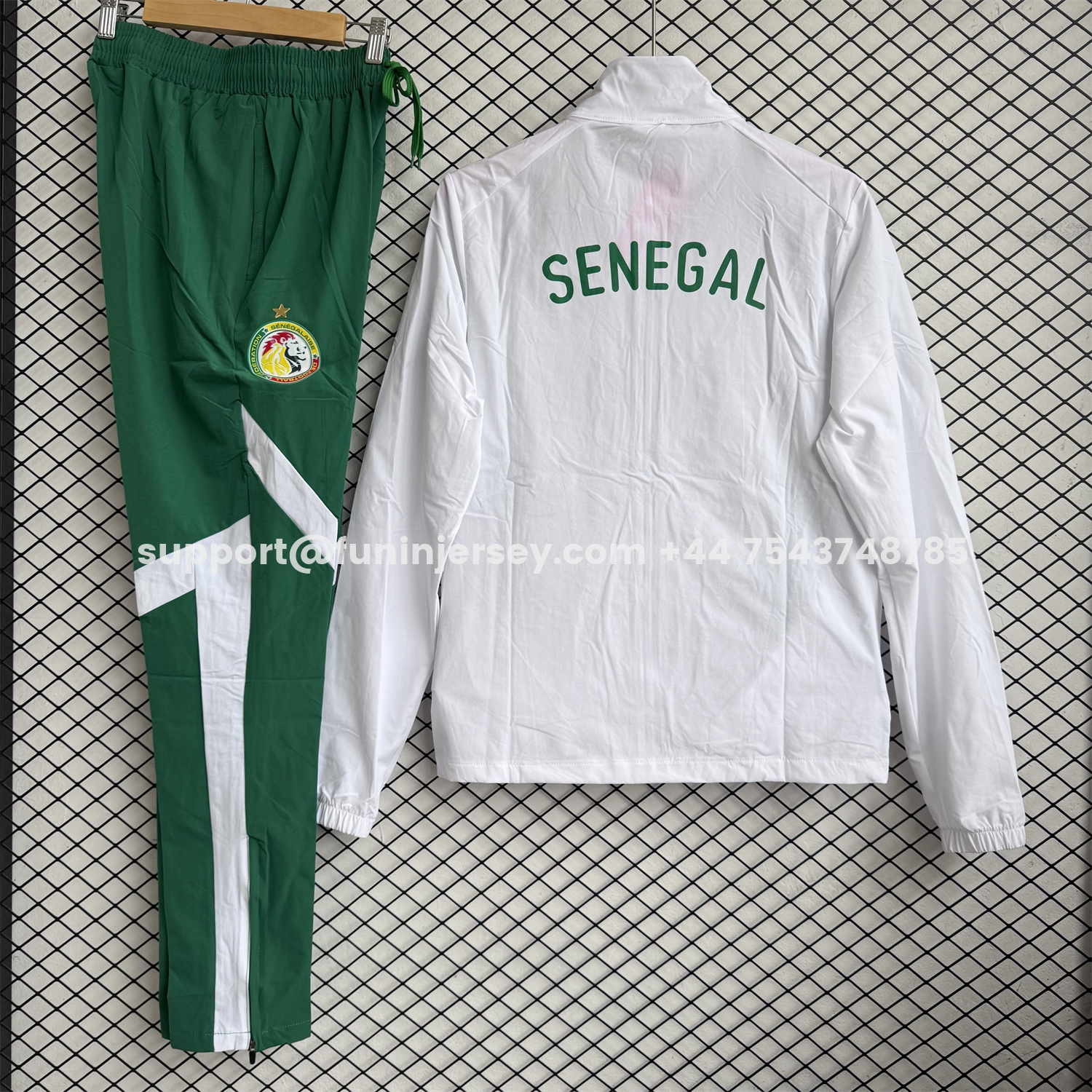 Funinjersey-Senegal 2026 Windbreaker Training Set - White Top and Green Pants