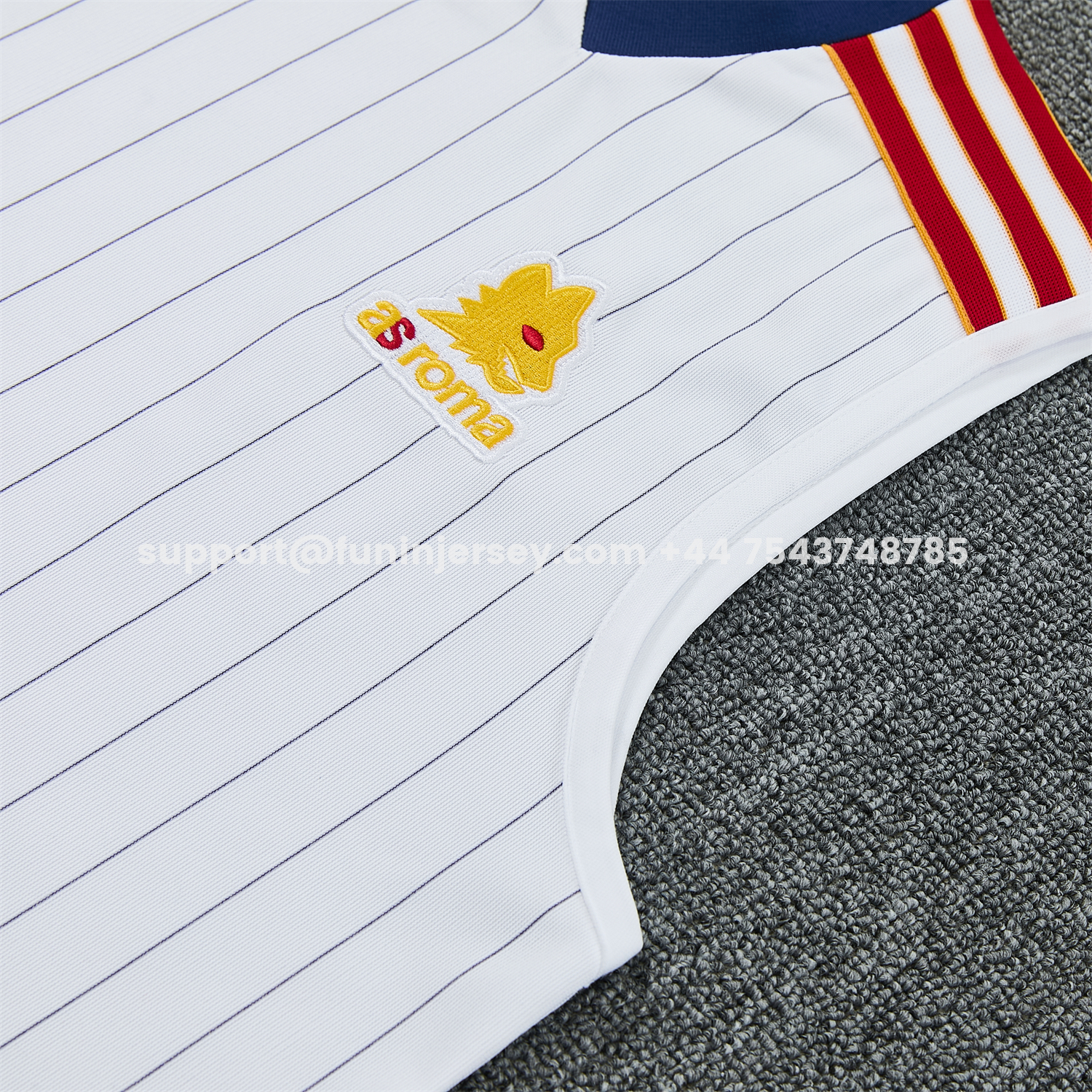 Funinjersey-Roma 25-26 Retro Style Vest Training Set - White With Red Details Top & Pants