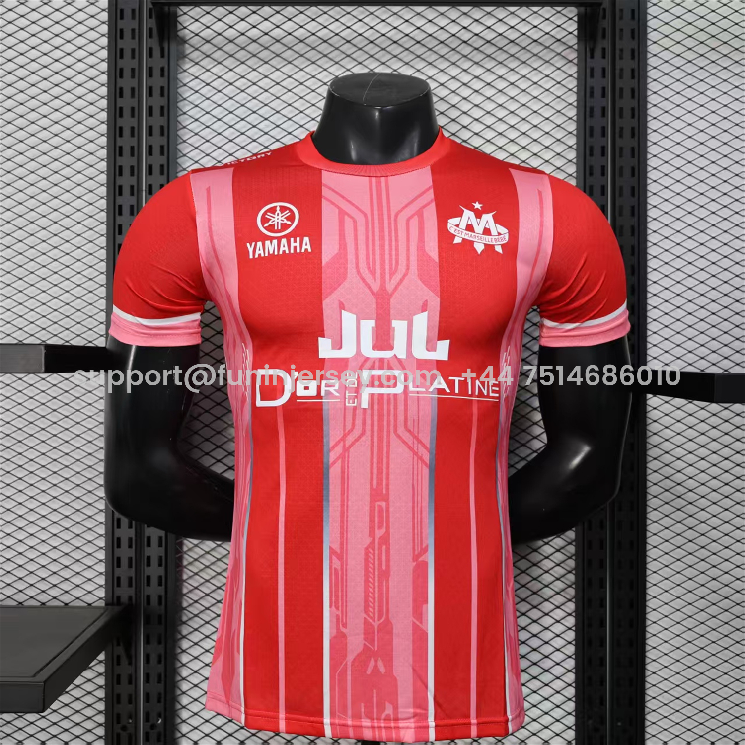 Funinjersey-Marseille 25-26 Red And Pink Stripes Special Jersey - Player Version