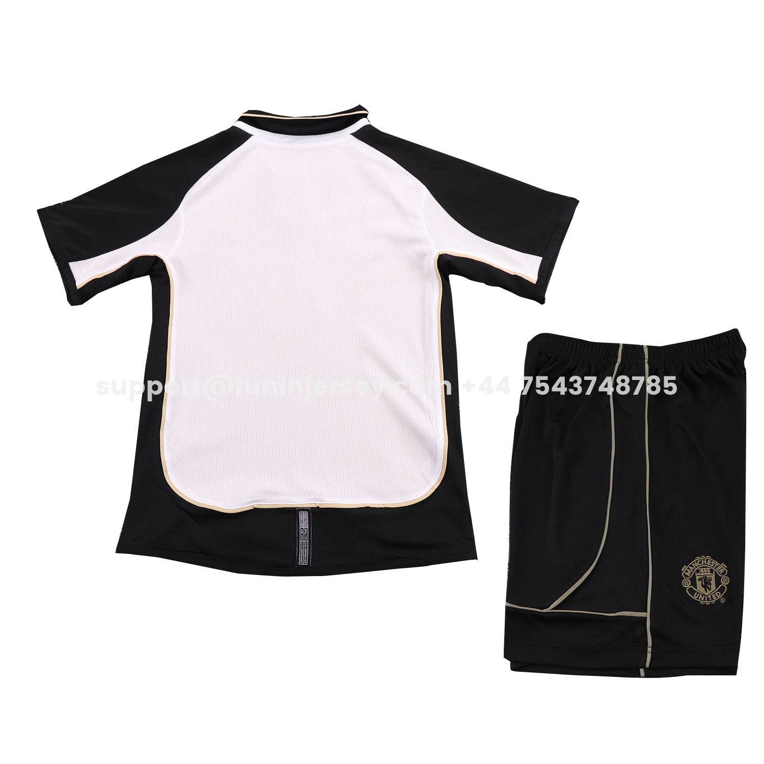 Funinjersey-Retro Manchester United 2001-02 100th Centery Kids Kit - White