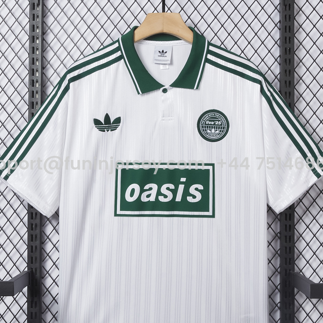 Funinjersey-Bohemian 25-26 Oasis Originals Tour Light White Jersey With Number 25 - Fans Version