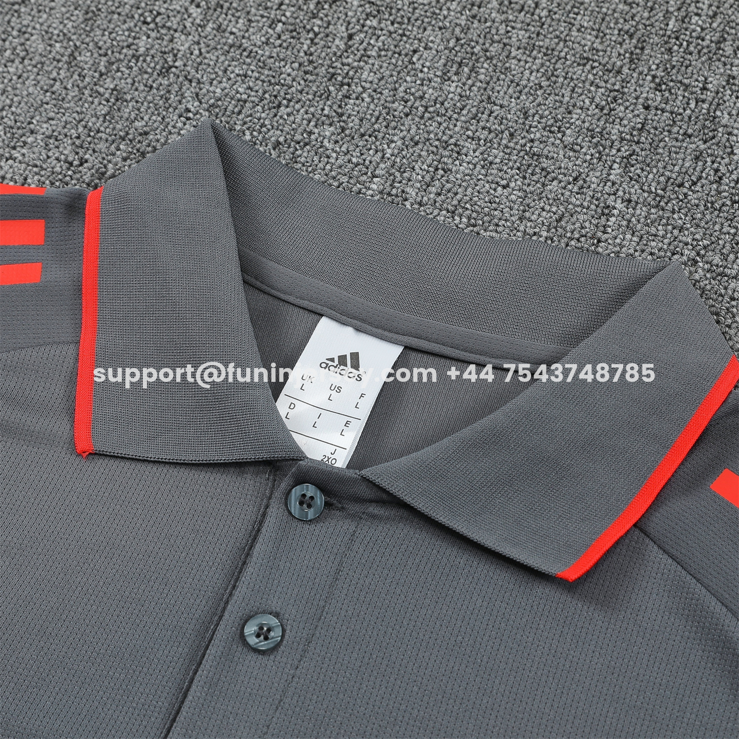 Funinjersey-Bayern Munich 25-26 POLO Short-Sleeve Training Set - Deep Grey With Red Top and Pants