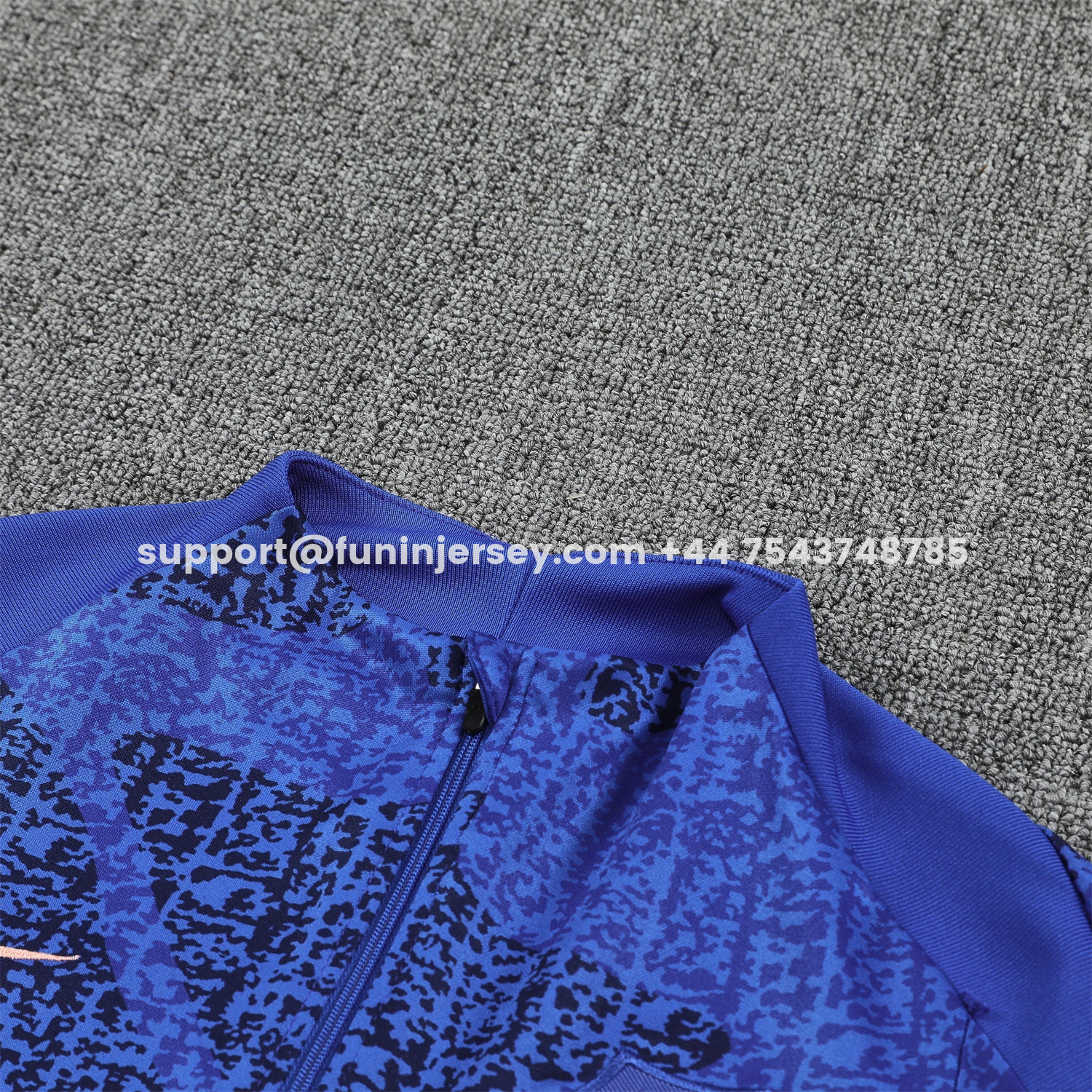 Funinjersey-France 2026 Long Sleeves Training Set - Ocean Blue Top & Dark Blue Pants