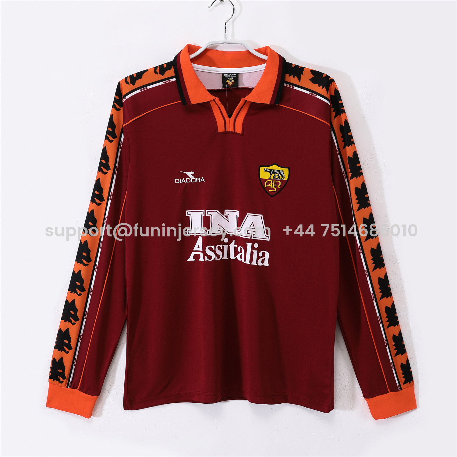 Funinjersey-Retro Roma 1998-99 Home Long Sleeves Jersey