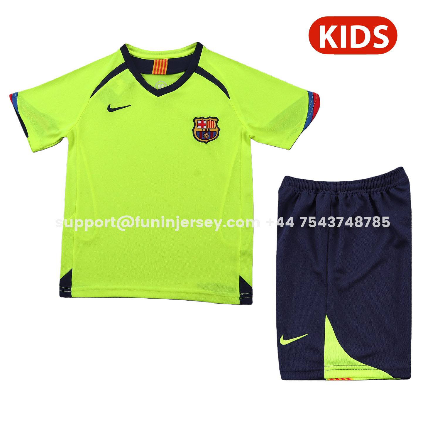 Funinjersey-Retro Barcelona 2005-06 Away Kids Kit