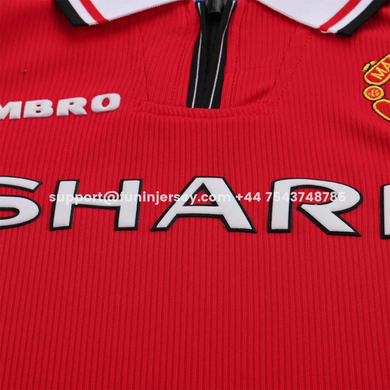 Funinjersey-Retro Manchester United 1998-99 Home Long Sleeves Kids Kit