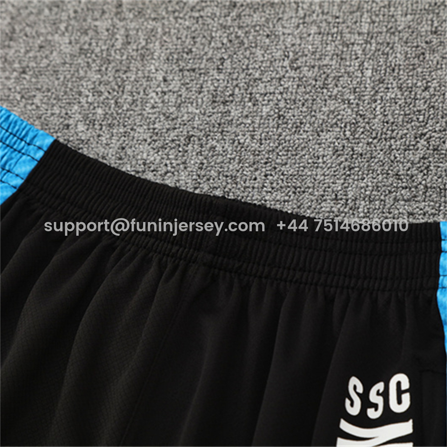 Funinjersey-Napoli 25-26 Kids Short-Sleeve Training Set - Gray Mecha Top & Black Shorts