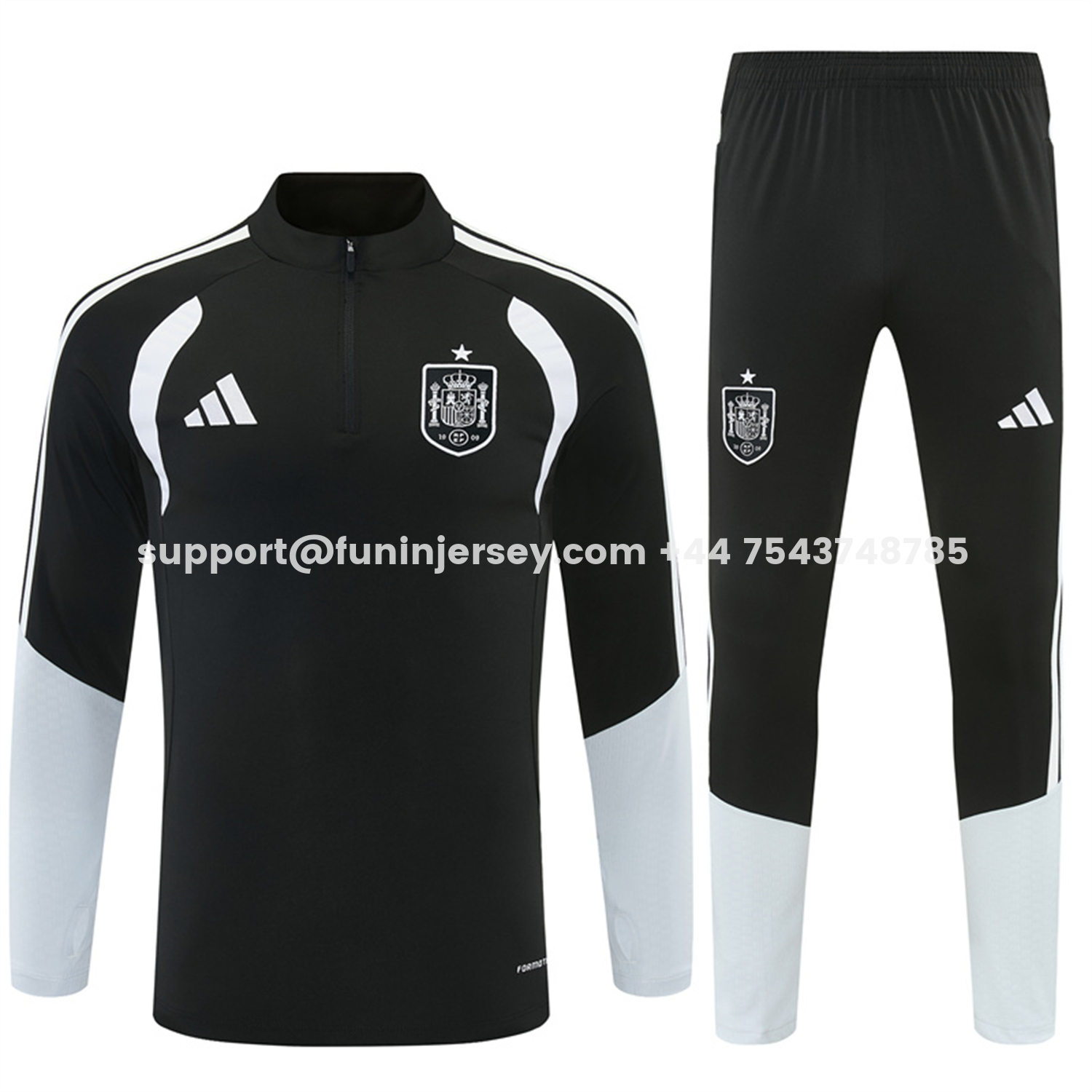 Funinjersey-Spain 2026 Long Sleeve Training Set - Black Top & Black Pants