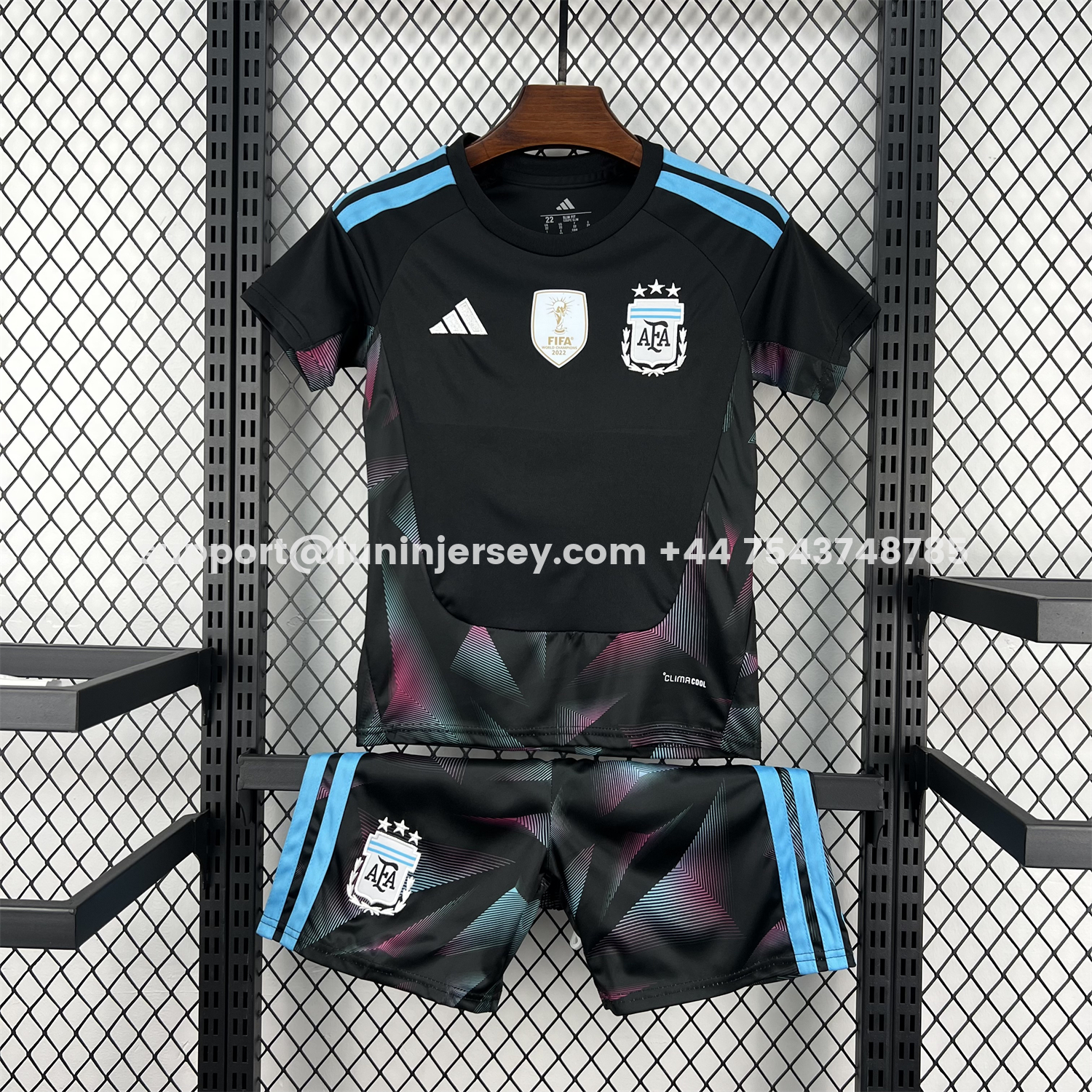 Funinjersey-Argentina 2026 Goalkeeper Black Without Chest Patch Kids Kit