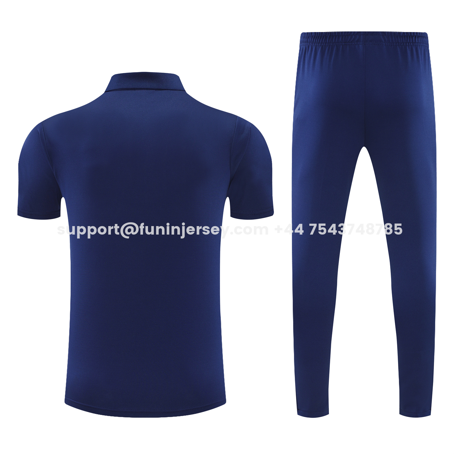 Funinjersey-Marseille 25-26 POLO Short-Sleeve Training Set - Dark Blue Top and Pants