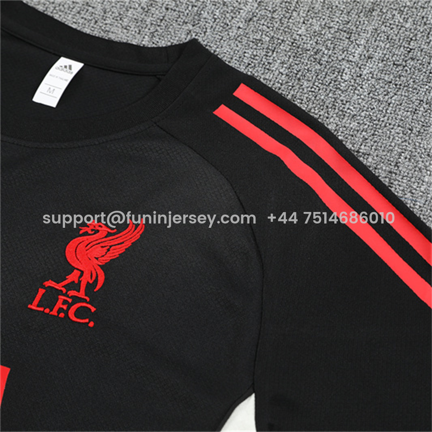 Funinjersey-Liver.pool 25-26 Kids Short-Sleeve Training Set - Black Top & Black Shorts