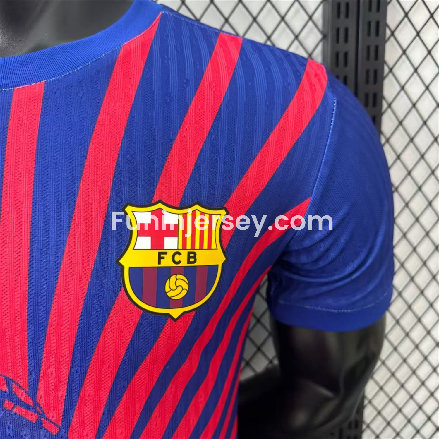 Funinjersey-Barcelona 25-26 One Piece Red Silhouette Special Blue Jersey - Player Version
