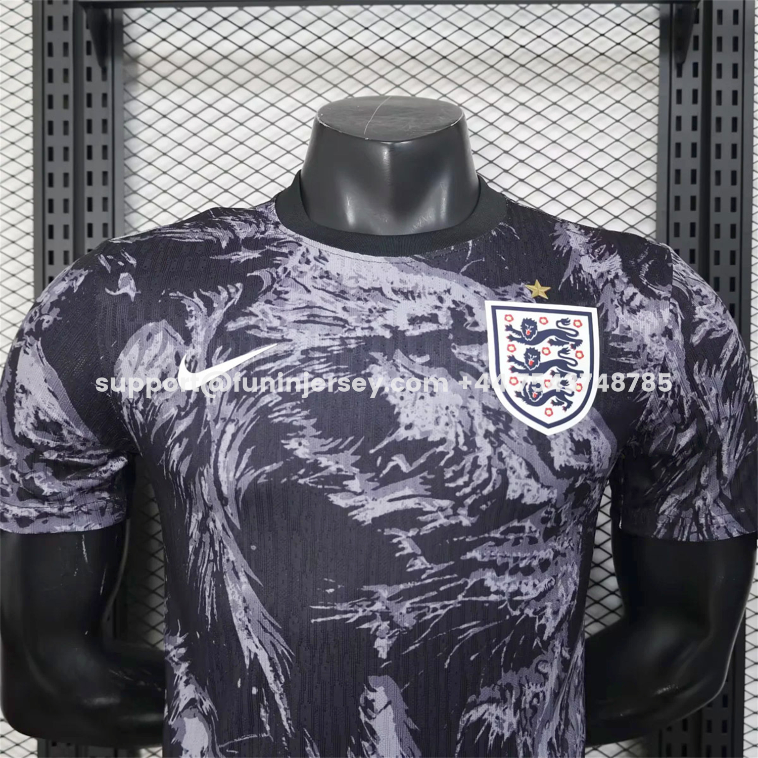 Funinjersey-England 2026 Lion Black Special Jersey - Player Version