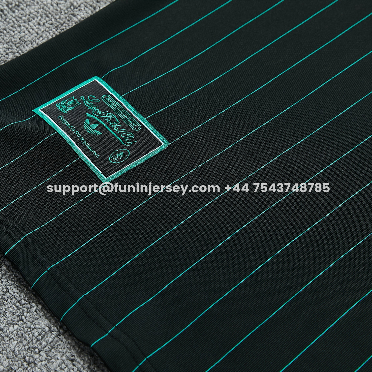 Funinjersey-Liver.pool 25-26 Retro Style Short-Sleeve Training Set - Black With Teal Stripes And Accents Top & Pants