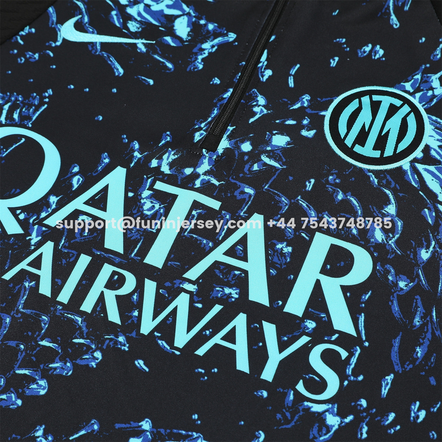 Funinjersey-Inter Milan 25-26 Long Sleeve Training Set - Blue Dragon Scales Top & Black Pants