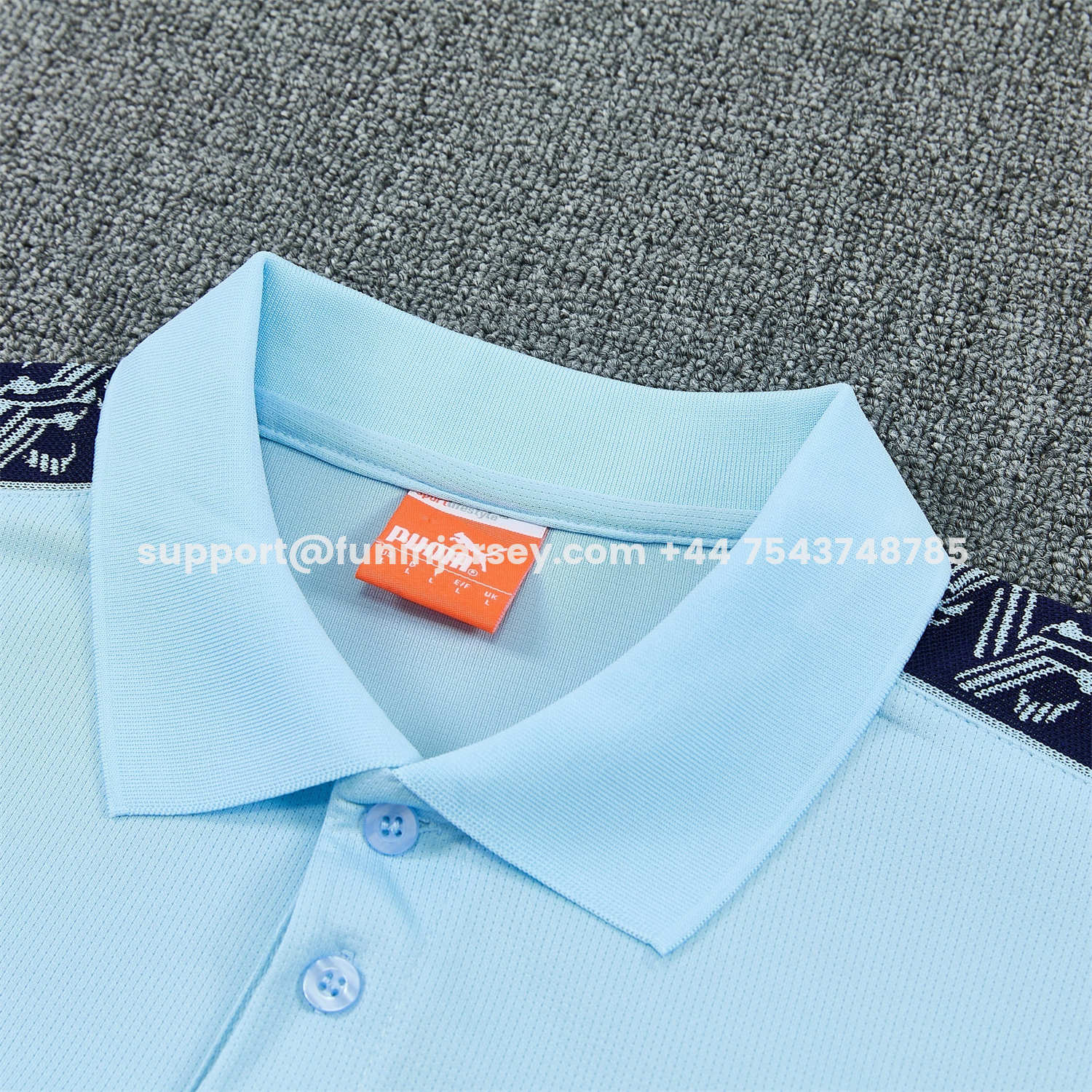 Funinjersey-Manchester City 25-26 POLO Short-Sleeve Training Set - Light Blue Top and Dark Blue Pants