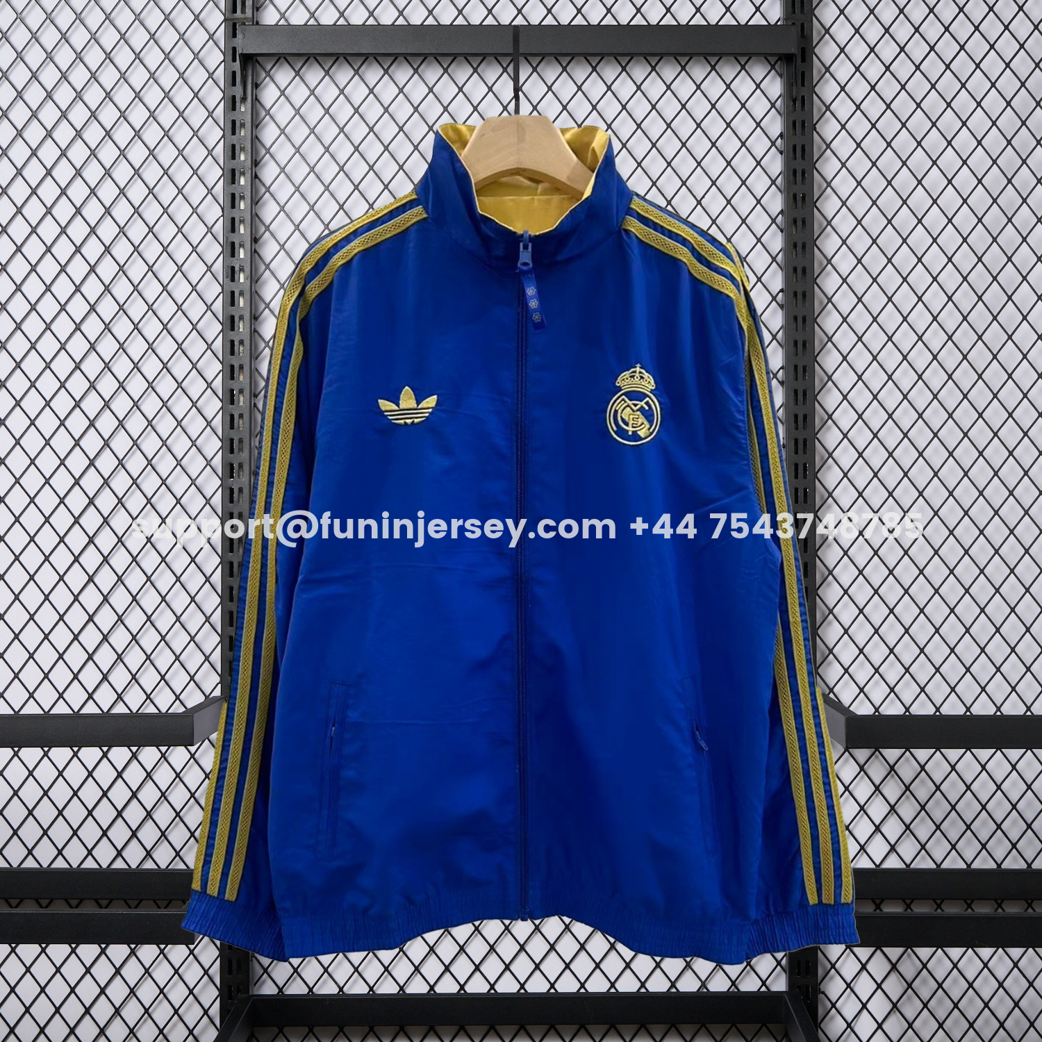 Funinjersey-Real Madrid 25-26 Cultural Story Chinese Lucky Double Sided Windbreaker Jacket - Blue