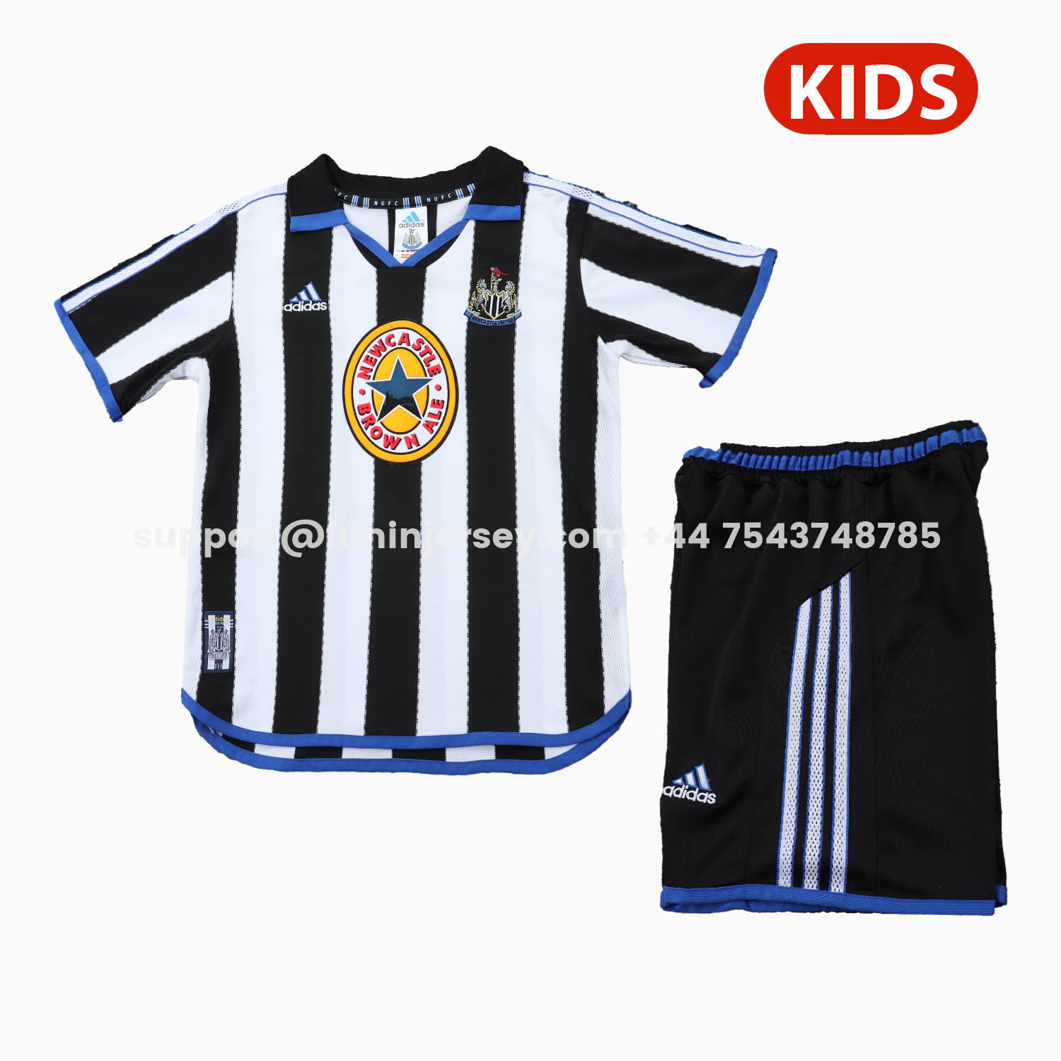 Funinjersey-Retro Newcastle United 1999-00 Home Kids Kit