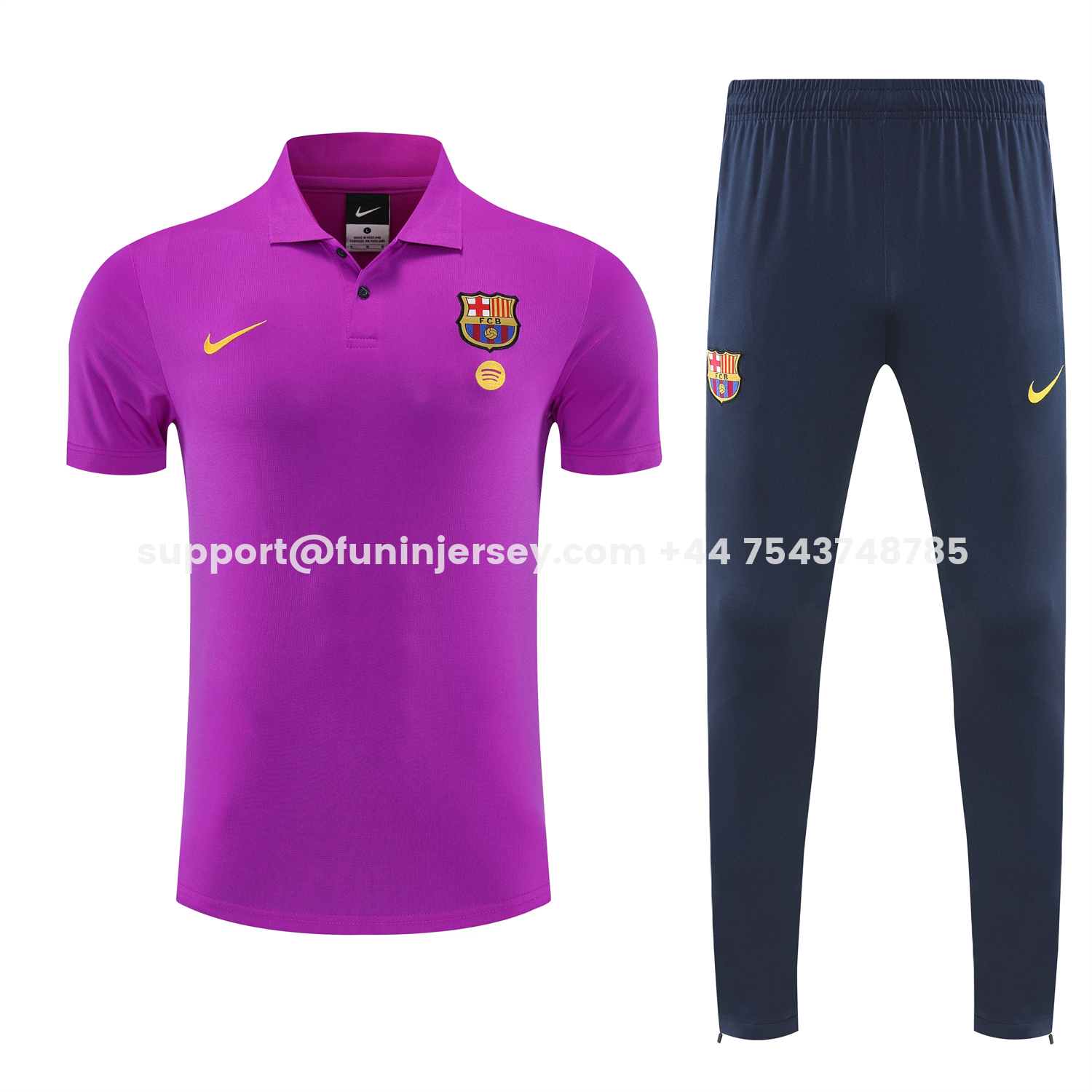 Funinjersey-Barcelona 25-26 POLO Short-Sleeve Training Set - Purple Top and Dark Blue Pants