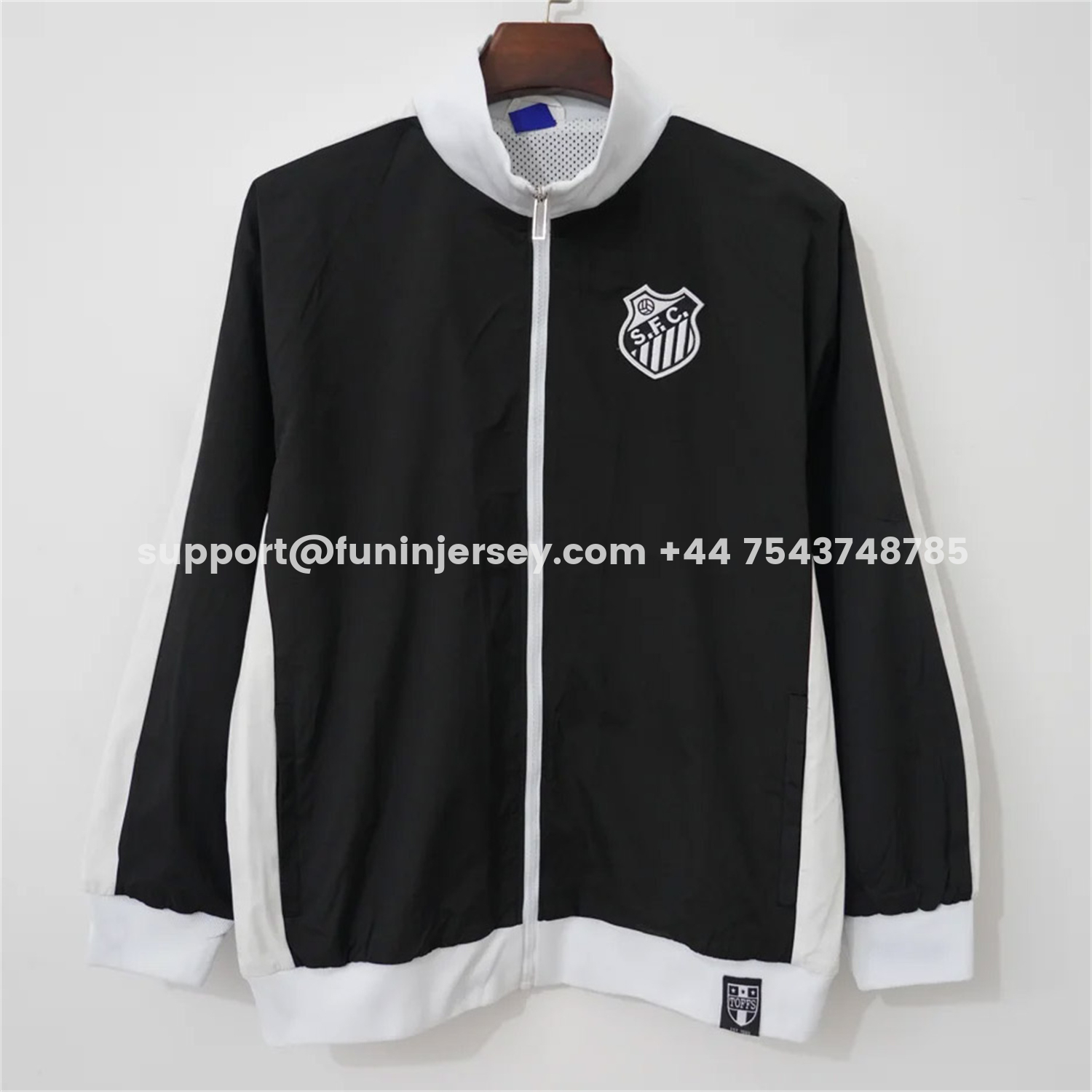 Funinjersey-Santos 26-27 Black With White Edges Windbreaker Jacket
