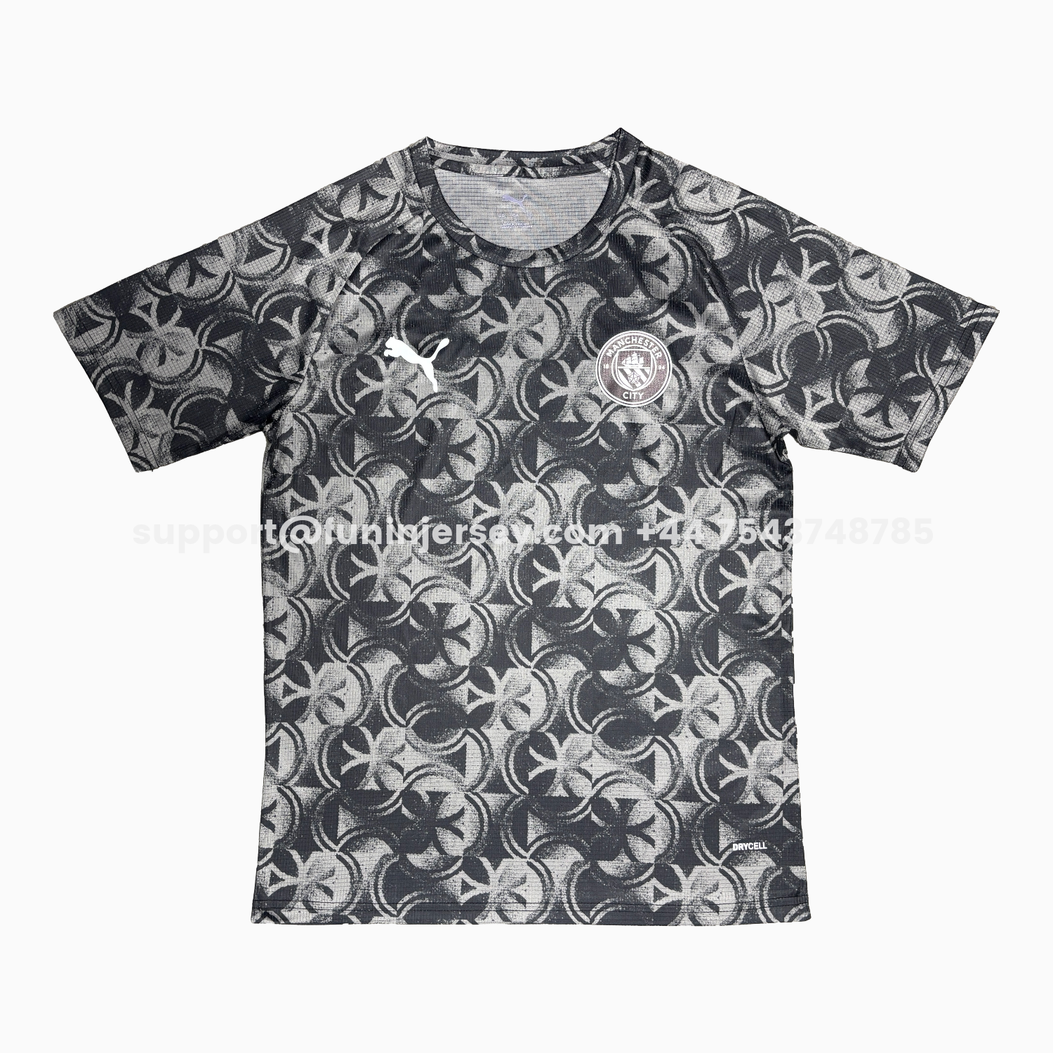 Funinjersey-Manchester City 25-26 Grey And Black Pre-Match Jersey - Fans Version