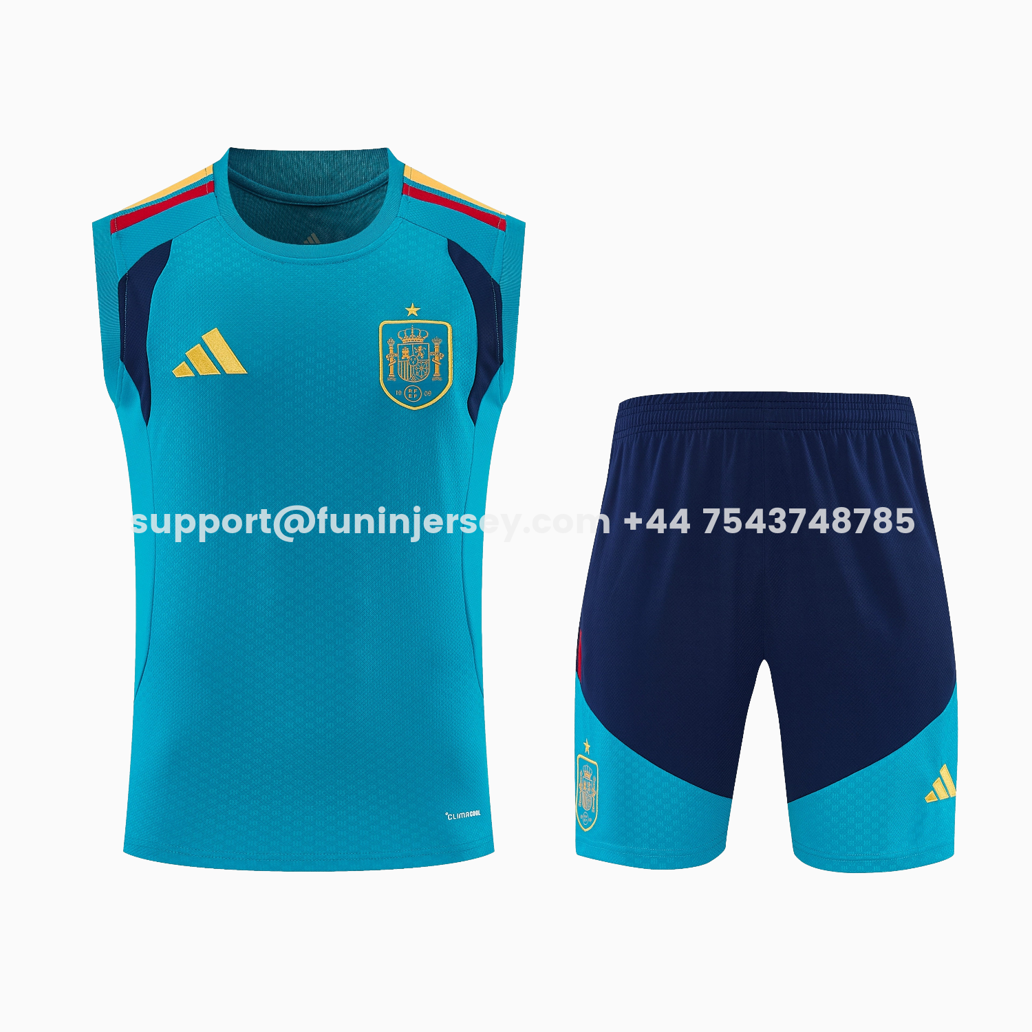 Funinjersey-Spain 2026 Vest Training Set - Light Blue Top & Dark Blue Pants