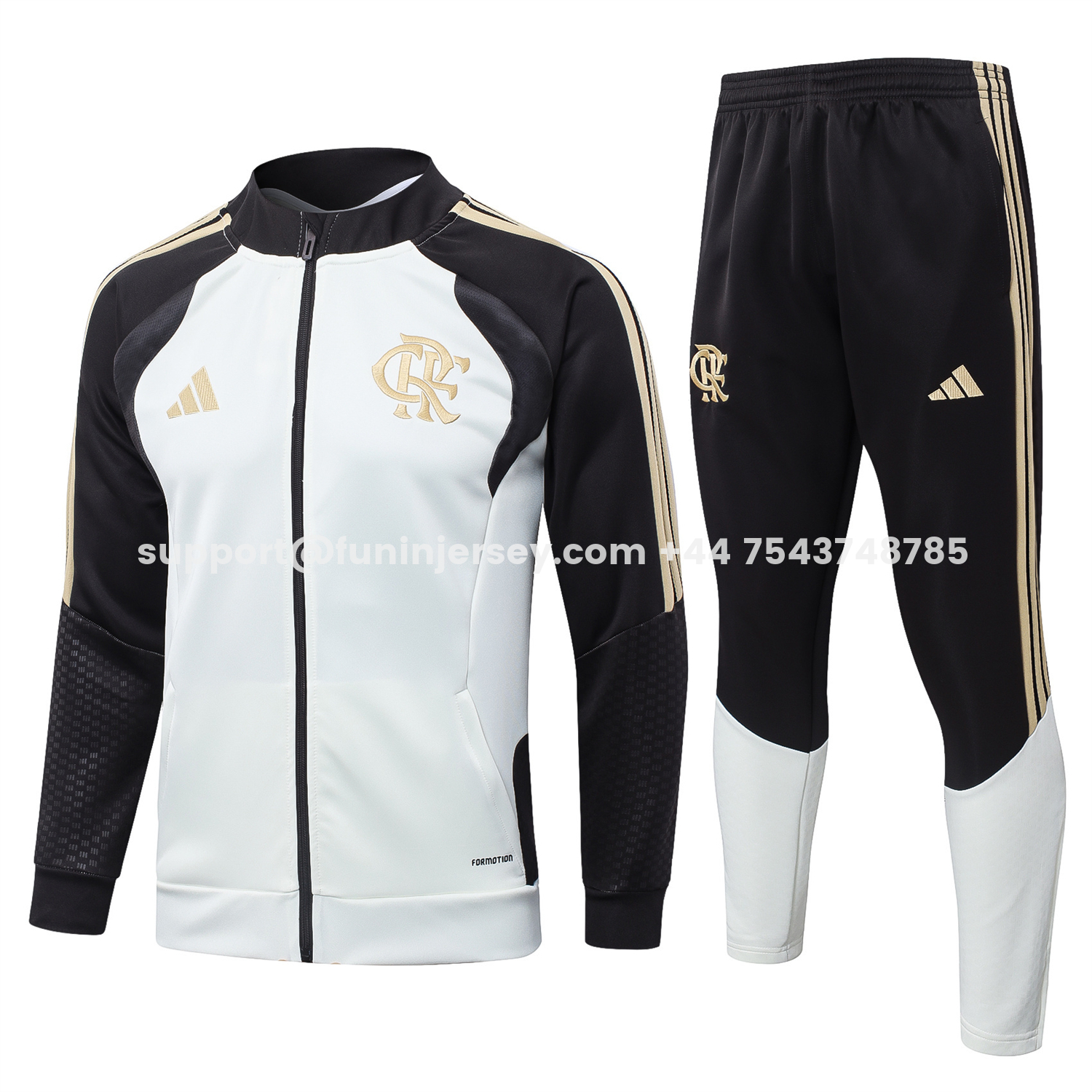 Funinjersey-Flamengo 2026 Jacket Training Tracksuit - White Jackets & Black Pants