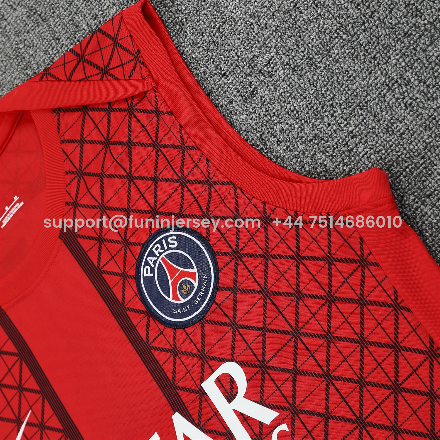 Funinjersey-Paris Saint-Germain PSG 25-26 Vest Training Set - Red Vest & Deep Blue Shorts