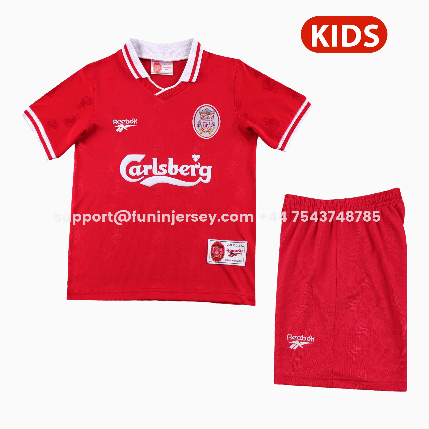 Funinjersey-Retro Liver.pool 1996-97 Home Kids Kit