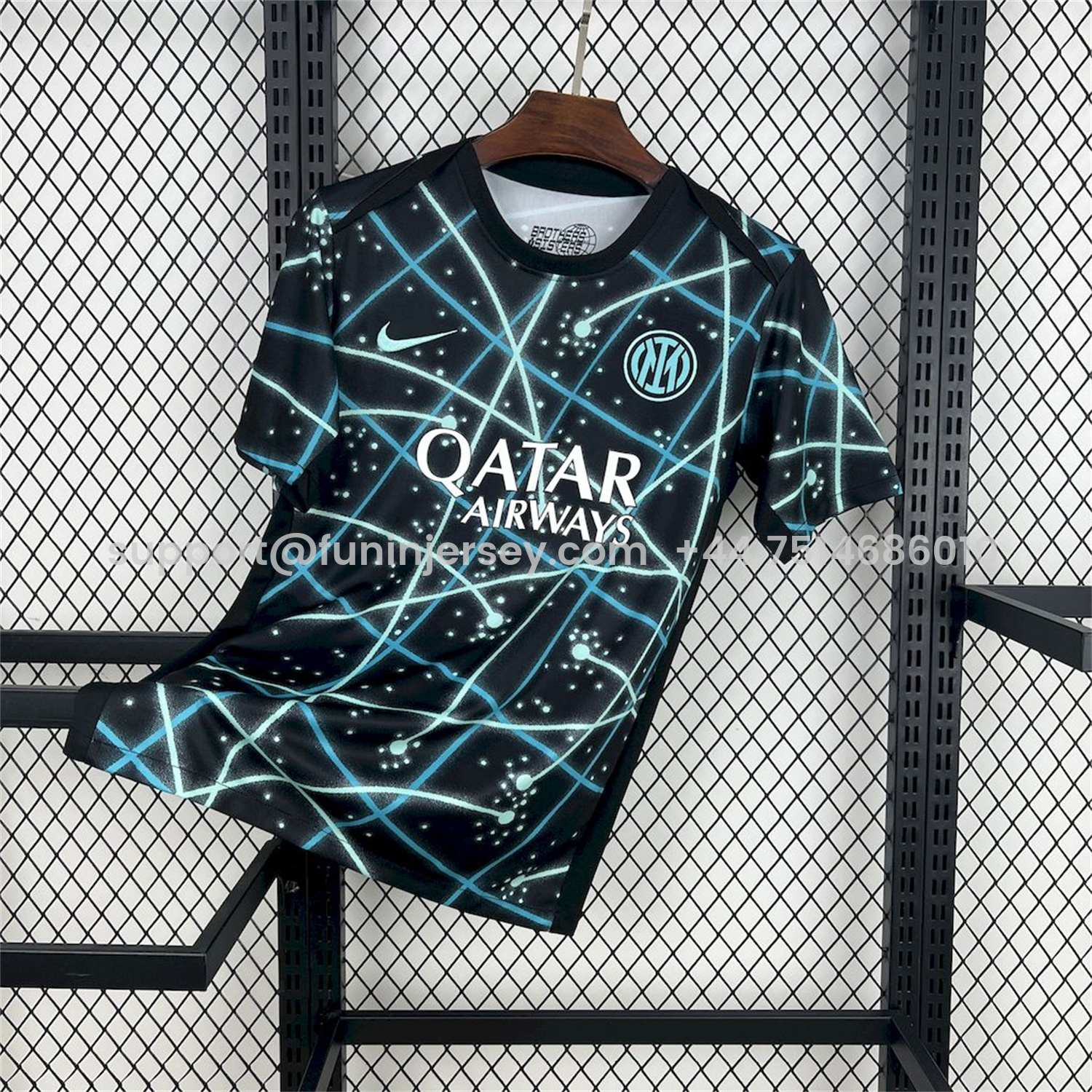 Funinjersey-Inter Milan 25-26 Blue Lines Black Pre-Match Training Jersey - Fans Version