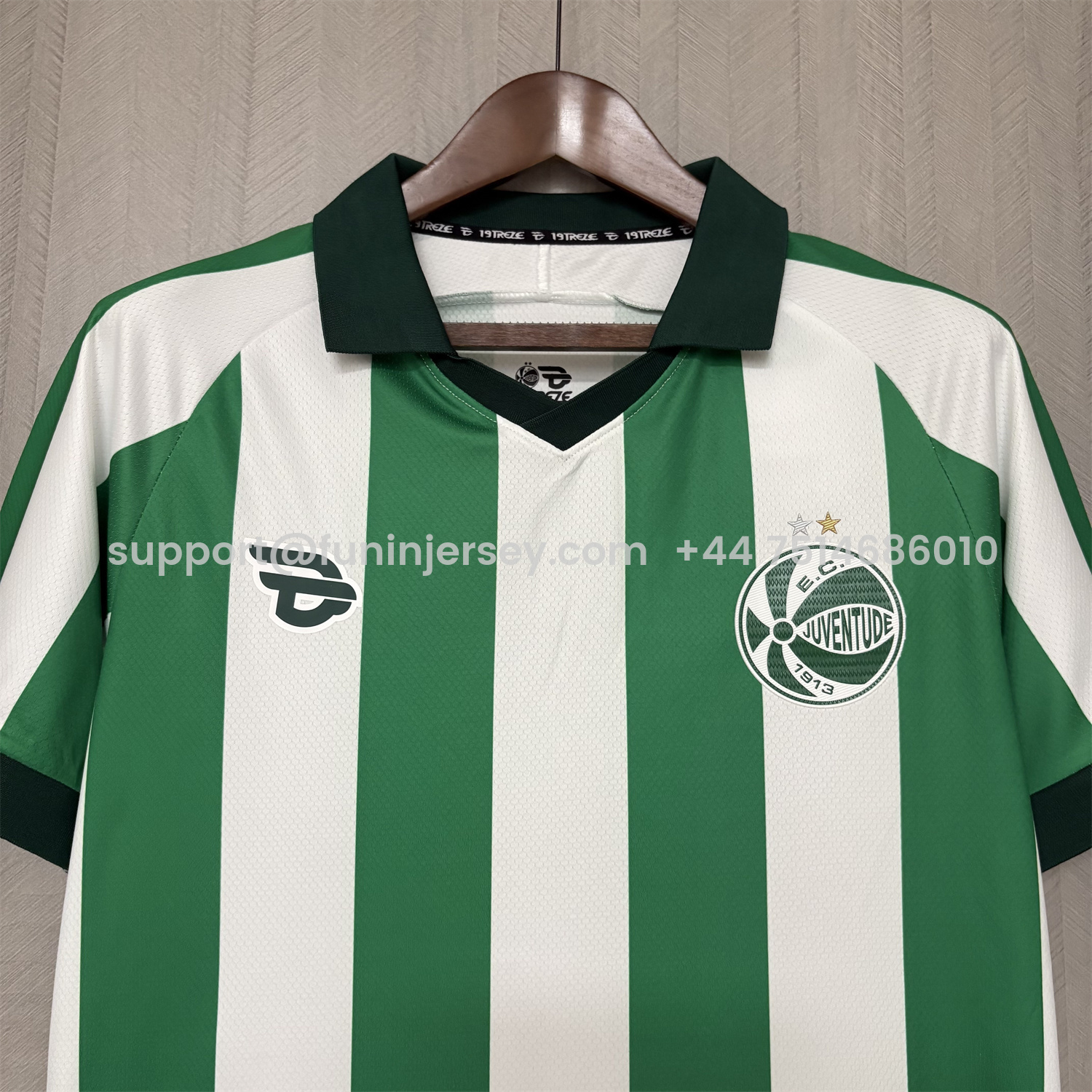 Funinjersey-EC Juventude 25-26 Home Unsponsored Green And White Jersey - Fans Version