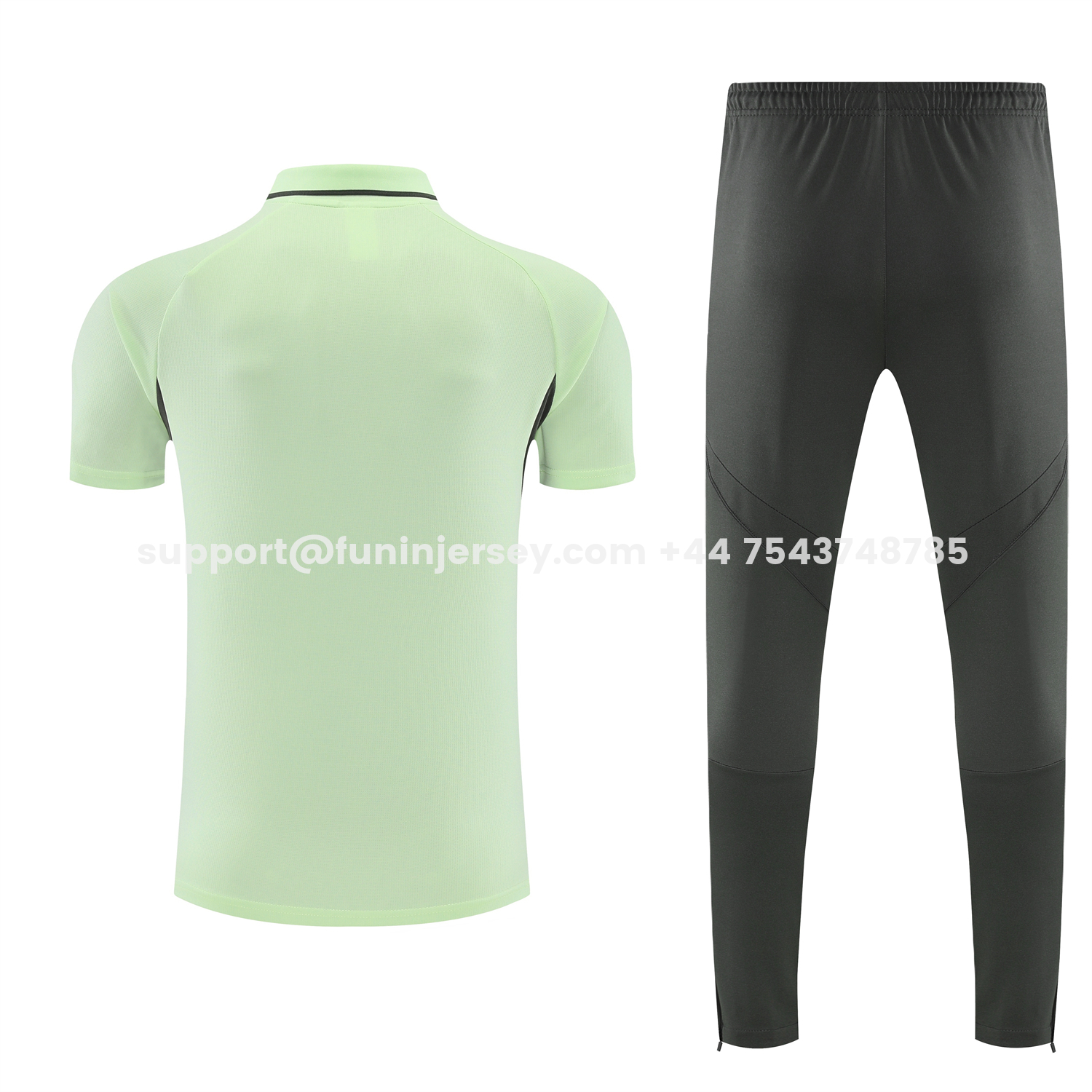 Funinjersey-Real Madrid 25-26 POLO Short-Sleeve Training Set - Light Green Top and Dark Grey Pants
