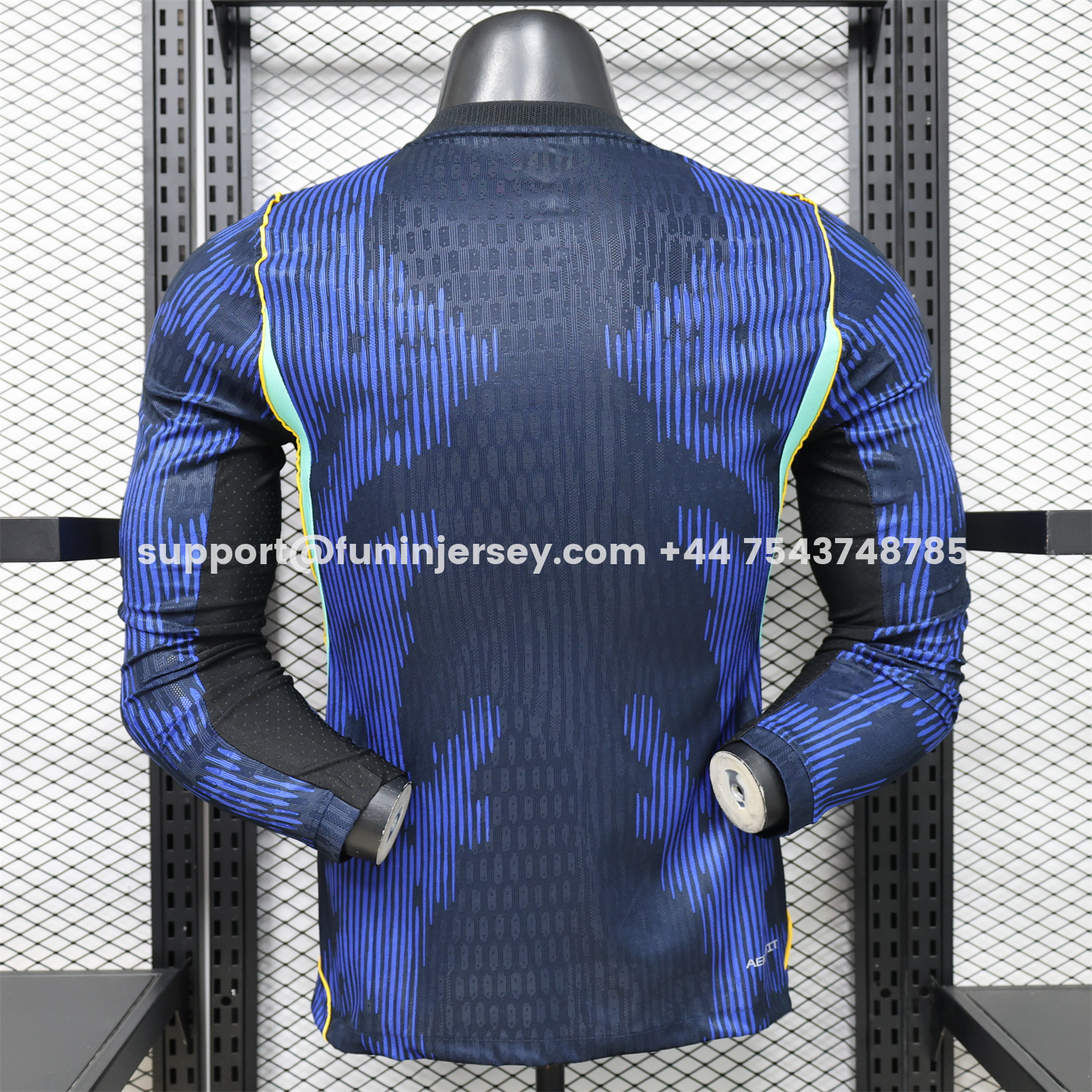 Funinjersey-Brazil 2026 Away Blue Long Sleeves Jersey - Player Version