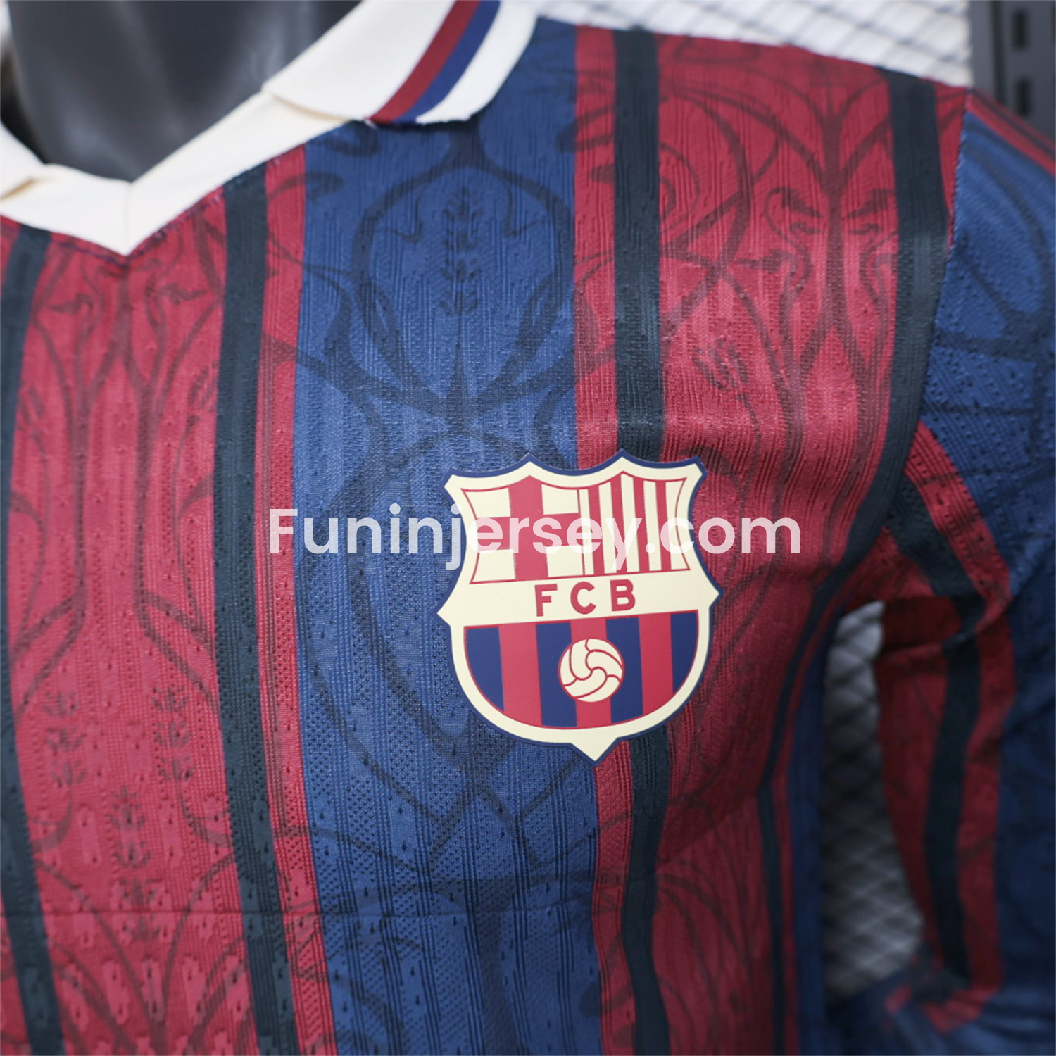 Funinjersey-Barcelona 25-26 125th Anniversary Throwback Long Sleeves Jersey - Player Version