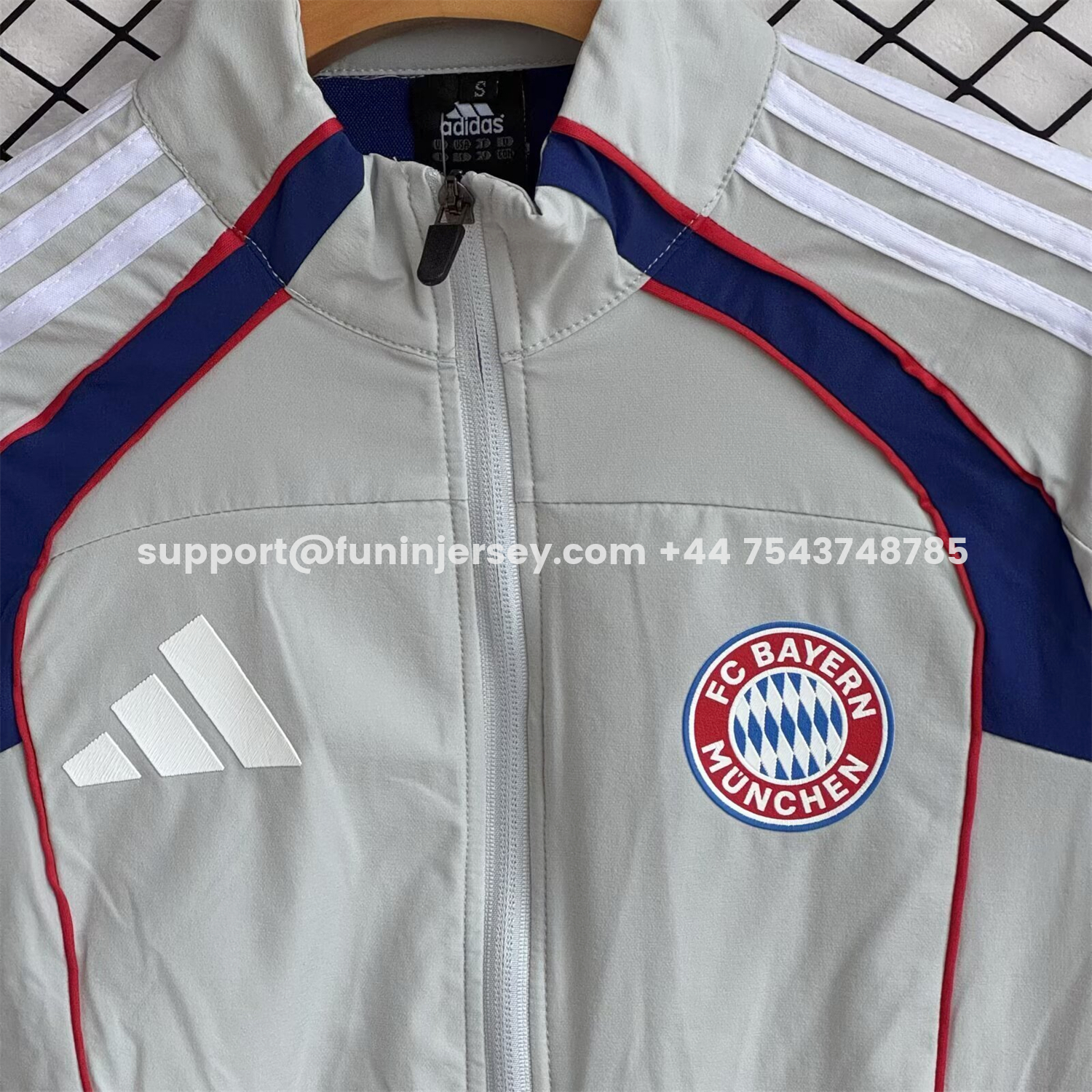 Funinjersey-Bayern Munich 25-26 Red Lines Windbreaker Training Set - White Top and Pants