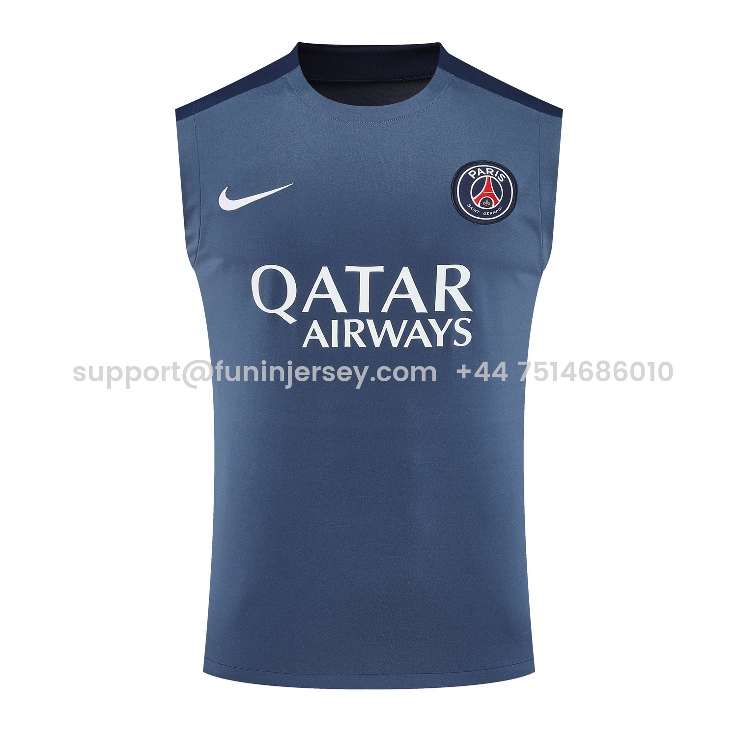 Funinjersey-Paris Saint-Germain PSG 25-26 Vest Training Set - Deep Blue Vest & Deep Blue Shorts
