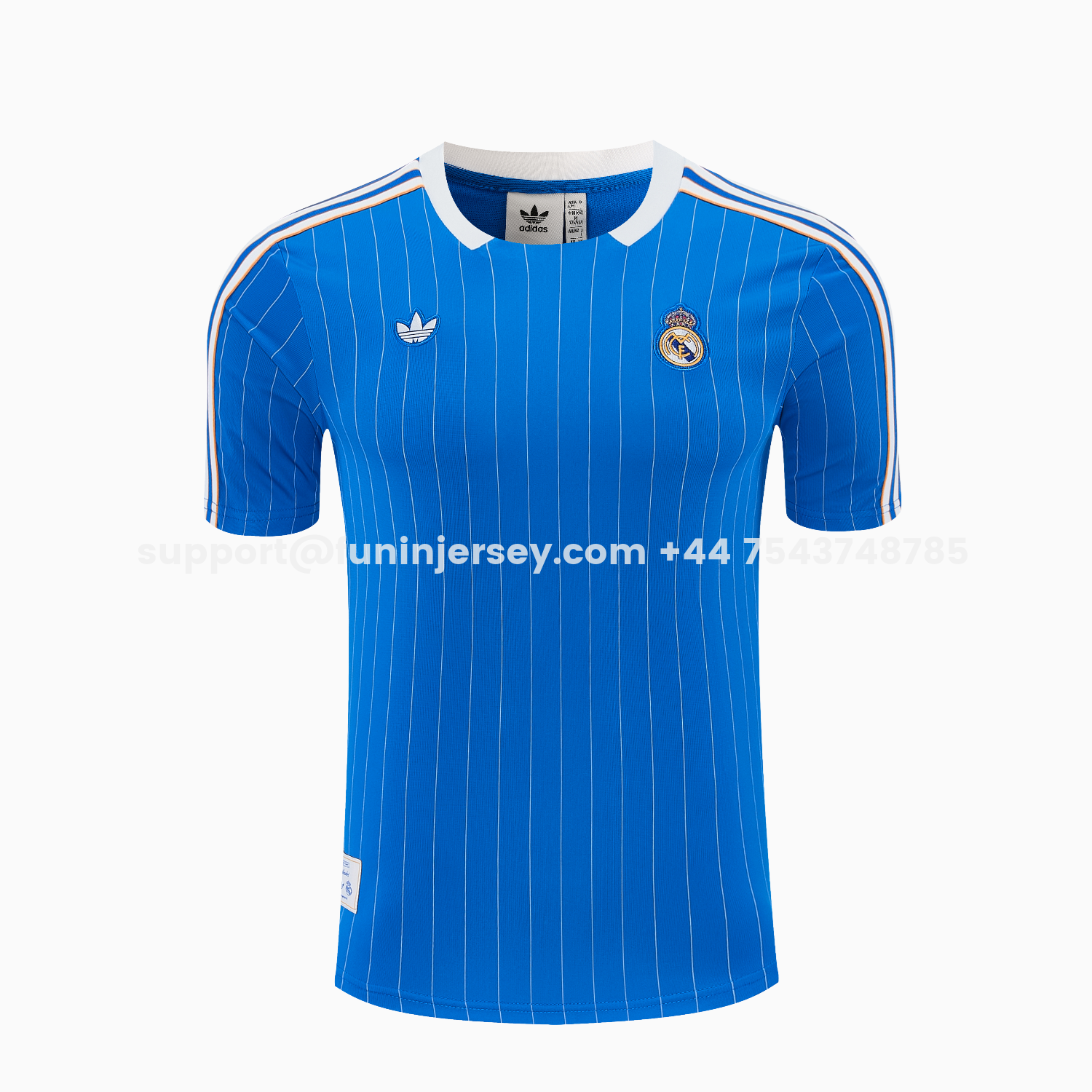 Funinjersey-Real Madrid 25-26 Retro Style Short-Sleeve Training Set - Blue With White Stripes Top & Pants