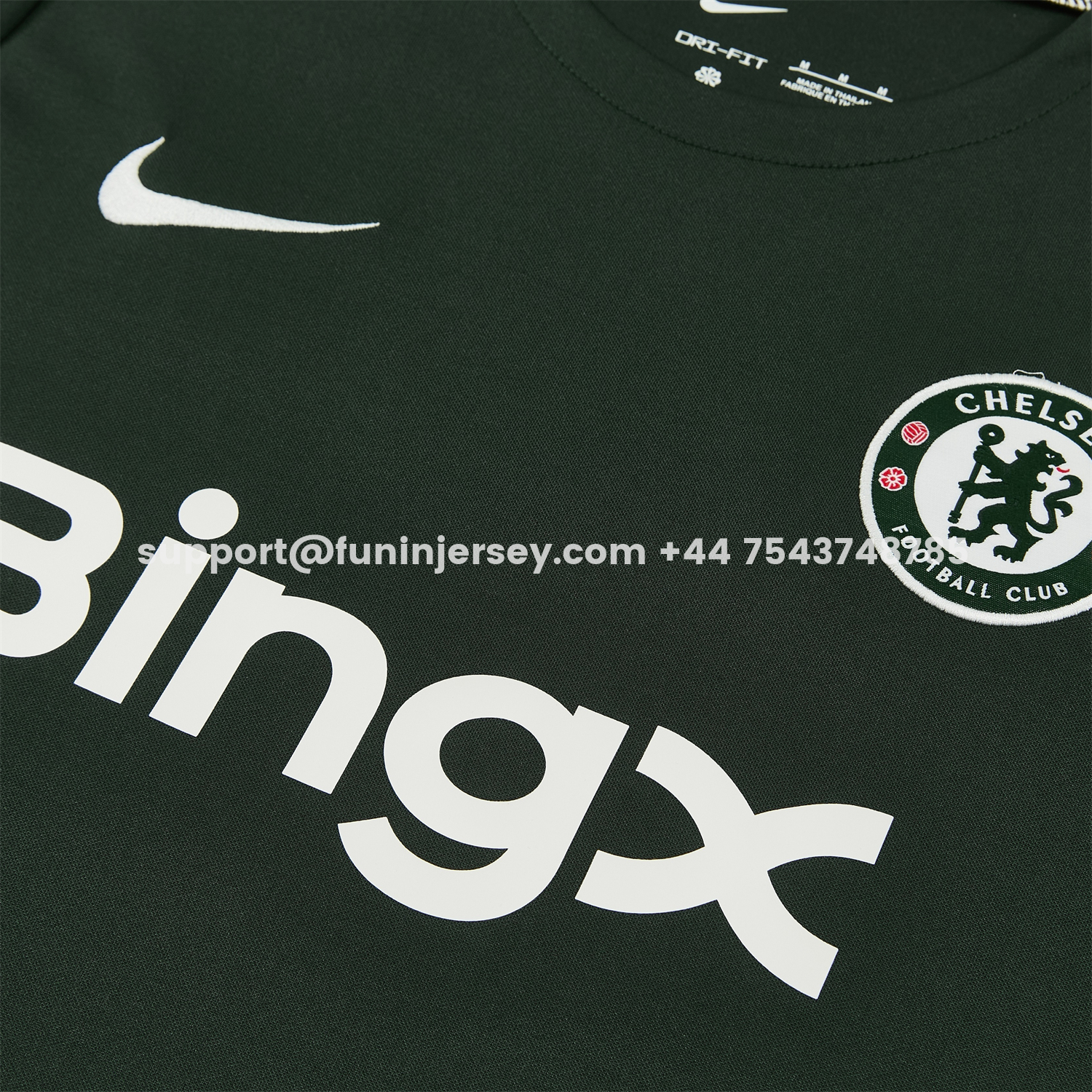 Funinjersey-C.H.E.L.S.E.A 25-26 Short-Sleeve Training Set - Dark Green With White Accents Top & Pants