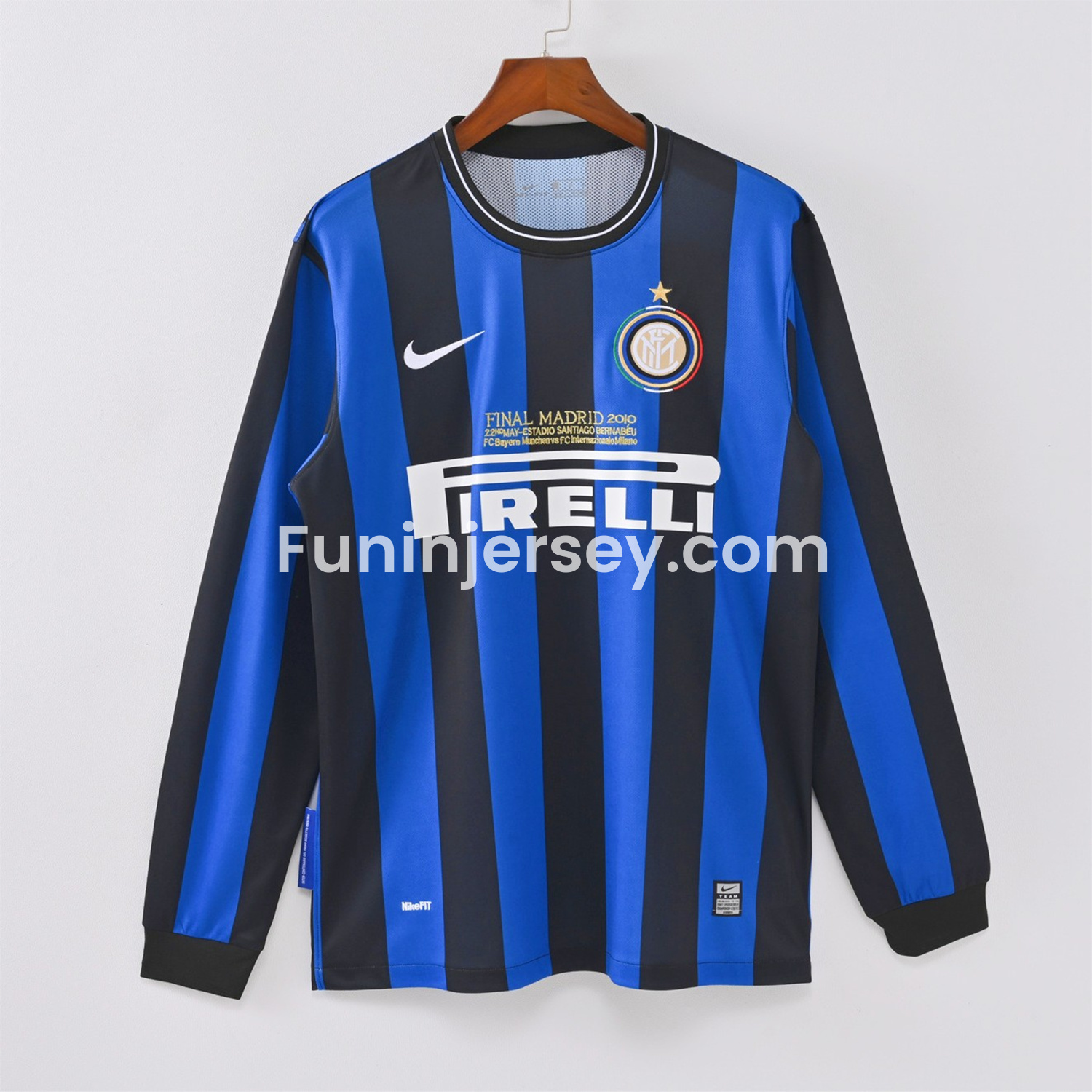 Funinjersey-Retro Inter Milan 09-10 Home Long Sleeves Jersey - Champions League Final